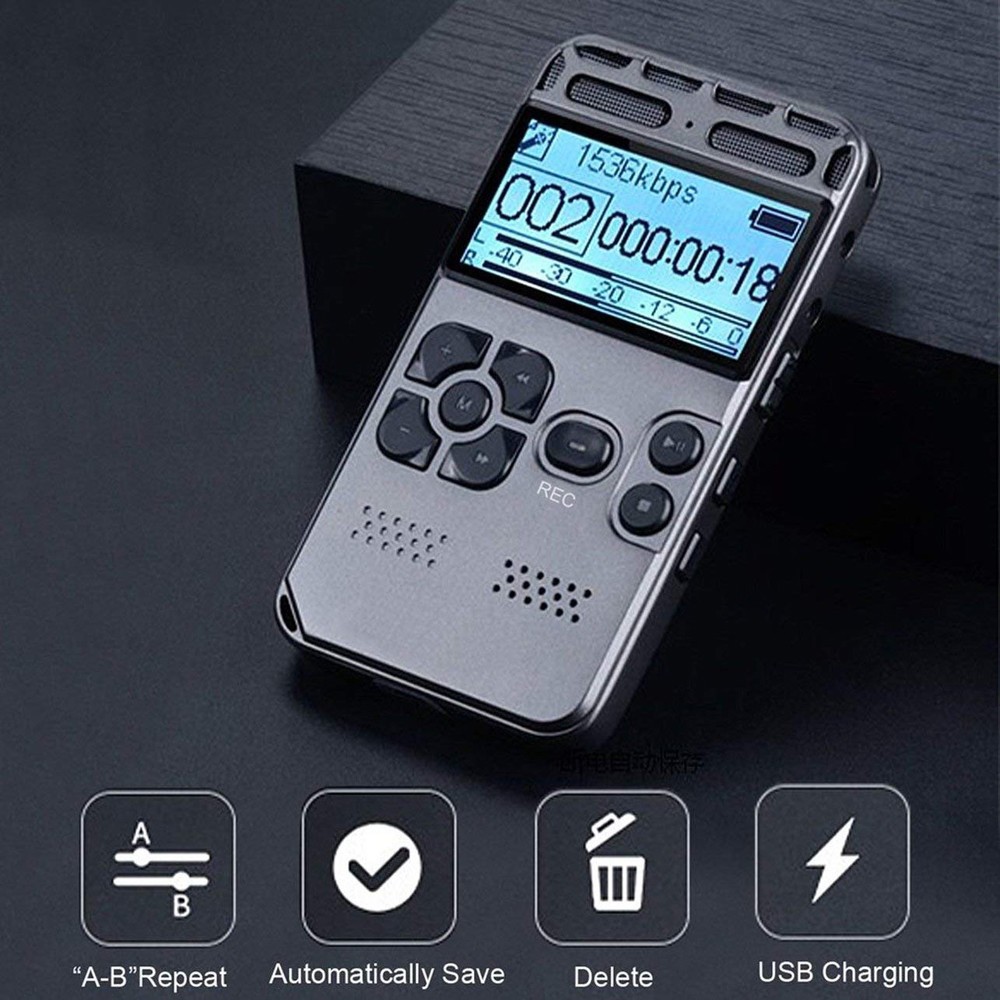 Rechargeable LCD Digital Audio Sound Voice Recorder Dictaphone MP3 Player