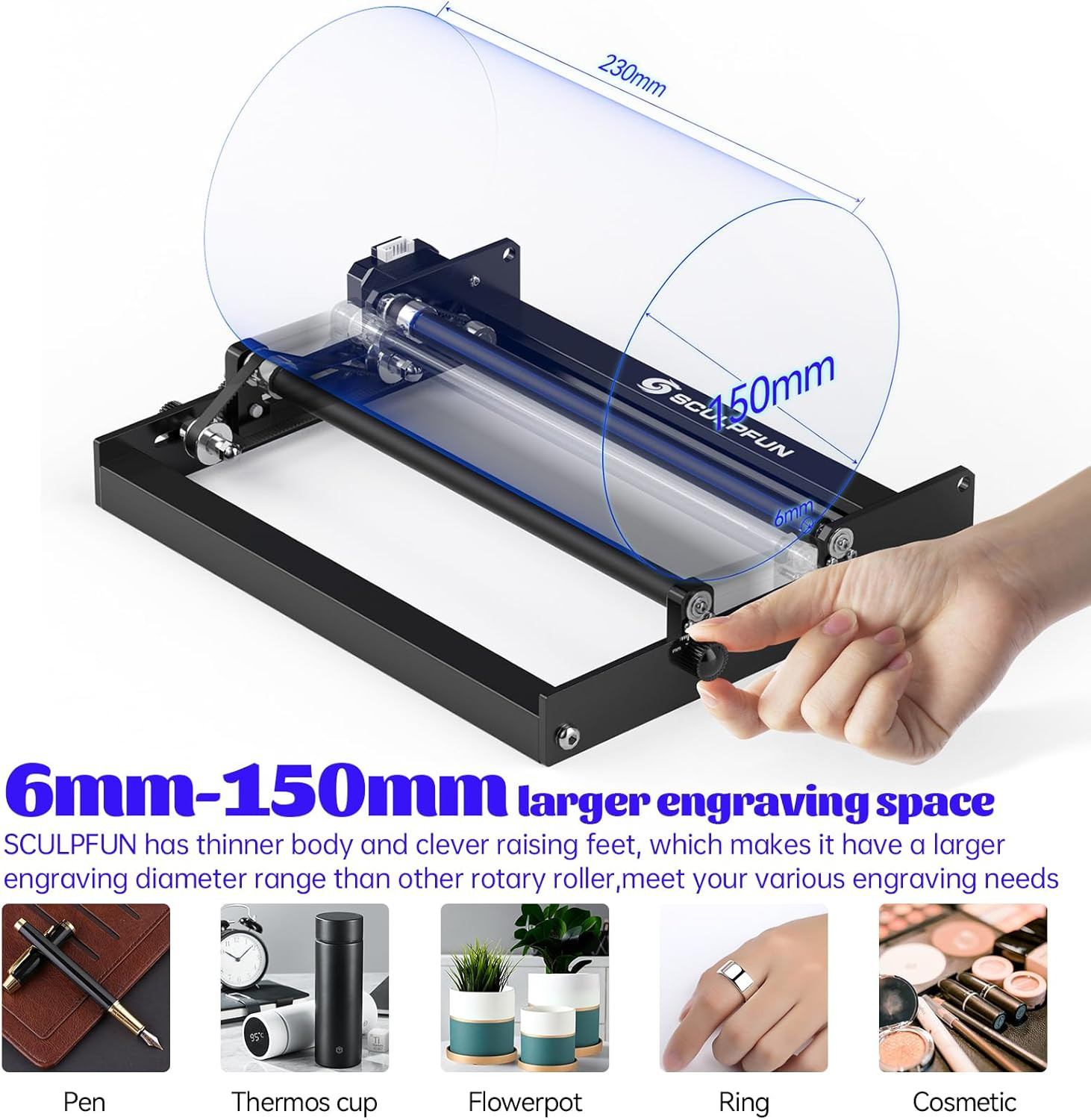 Laser Rotary Roller, Laser Engraver Y-Axis Rotary Module for Engraving Machine,