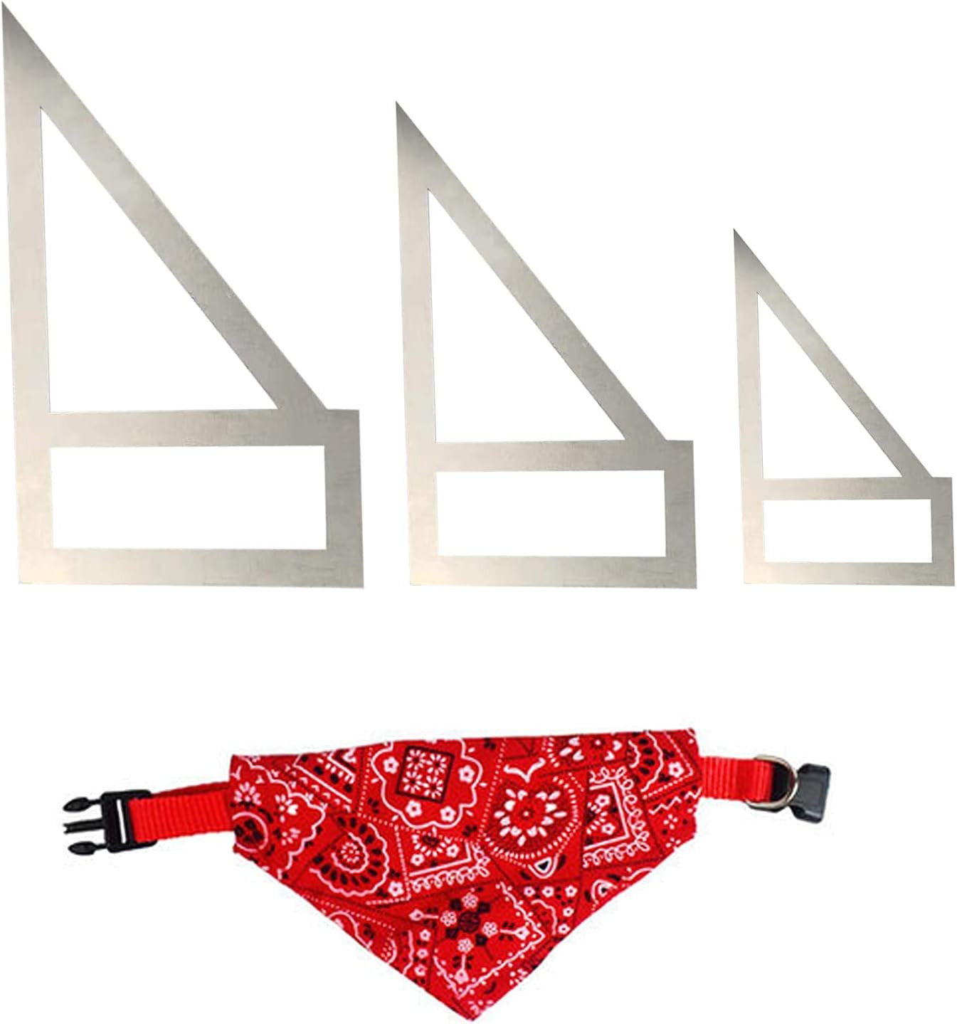 3 Pcs M/S/L Reversible Dog Bandana Sewing Template Set DIY Craft Dog Bib Pattern
