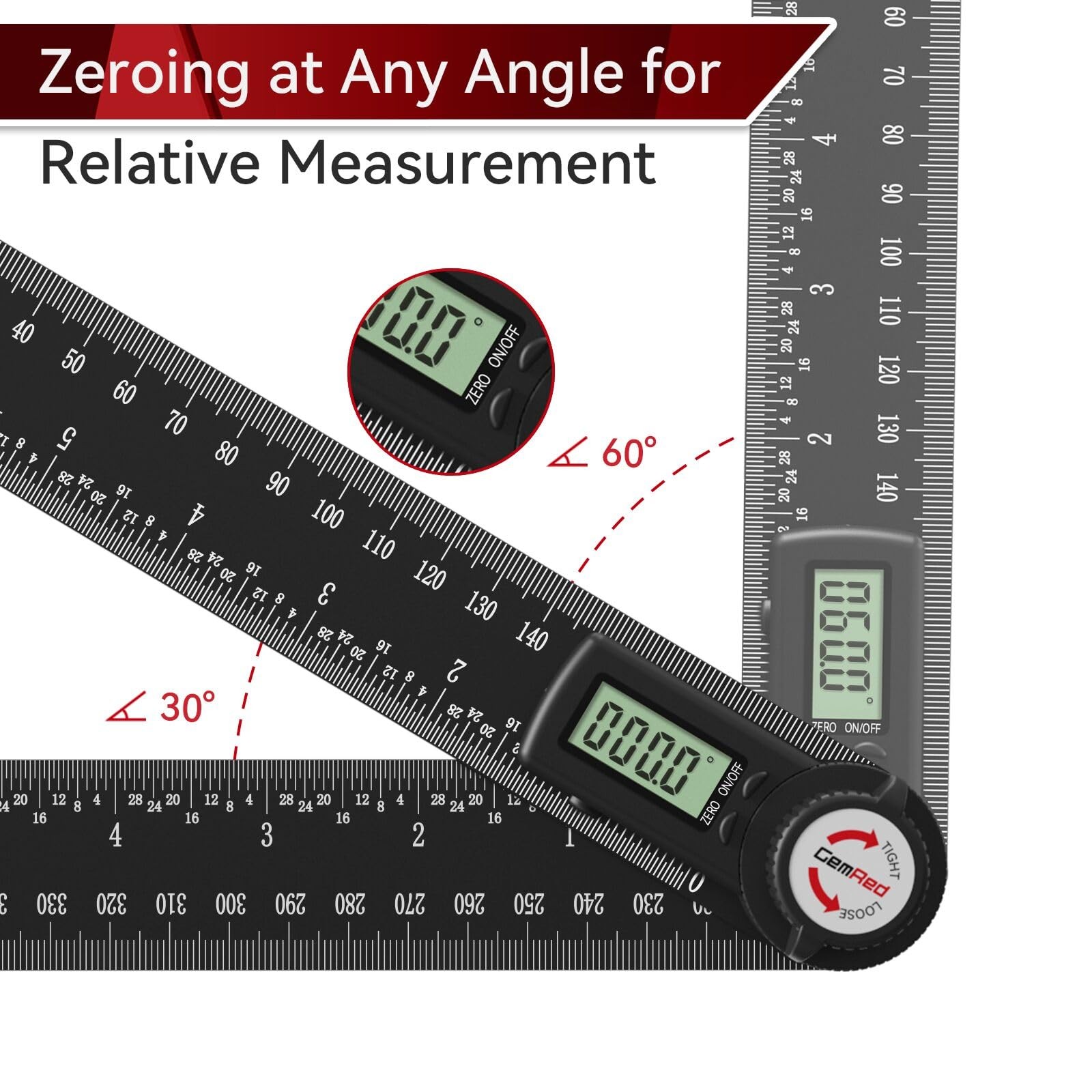 GemRed 82305 Aluminum Digital Angle Finder Protractor