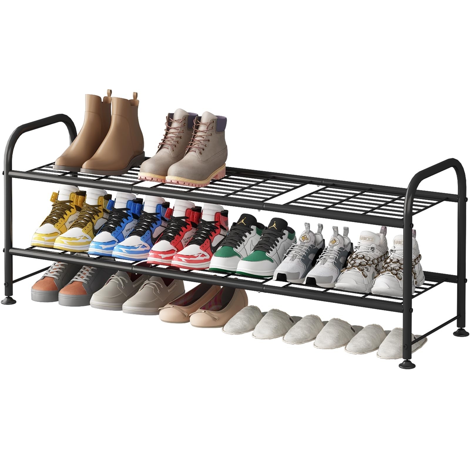LINZINAR 2 Tier Long Shoe Rack for Closet Metal Shoe Organizer for Entryway |...