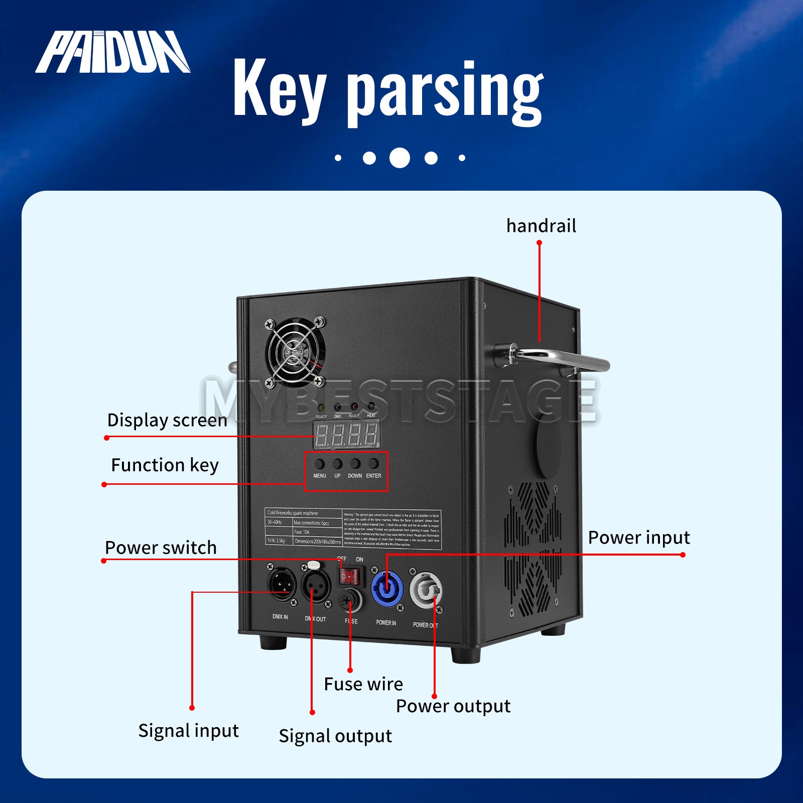 PAIDUN 2PCS Cold Spark Machine 850W Stage Effect Firework Flight Case Wedding DJ