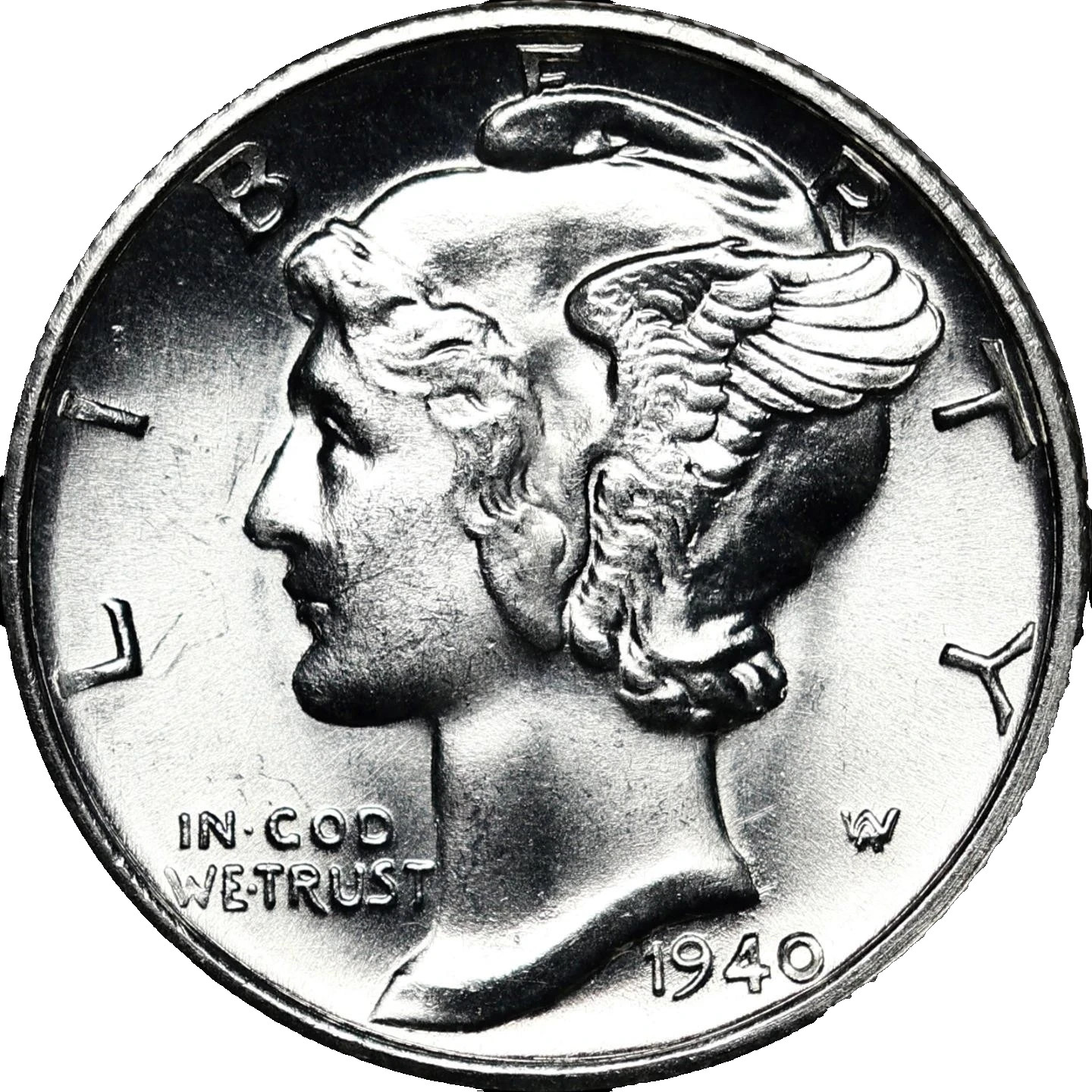 1940-S Mercury Dime BU Brilliant Uncirculated 90% Silver 10c Sharp Strike White