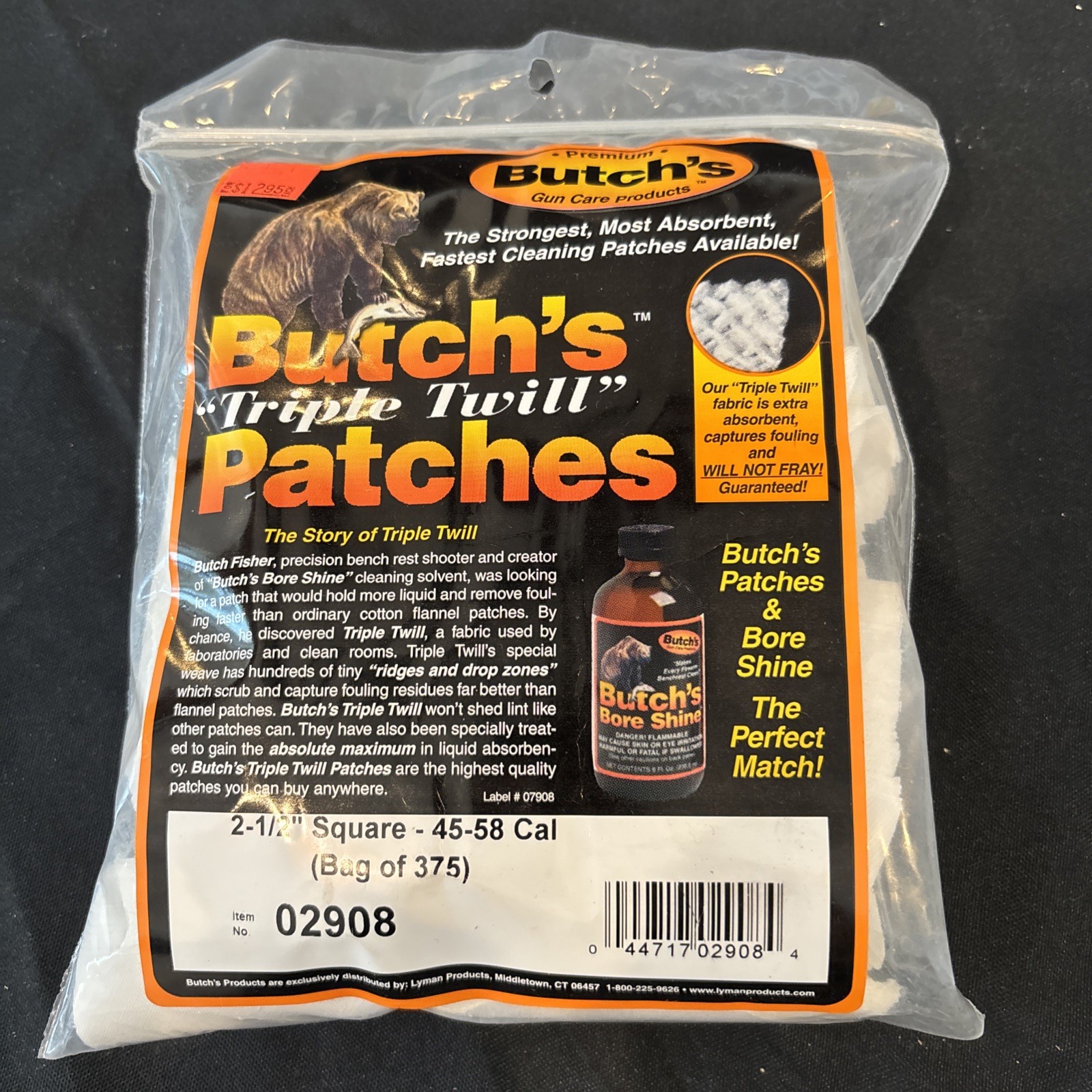 Butch's Twill Cleaning Patches Bag of 375 (2.5 Inch) .45-58 Cal