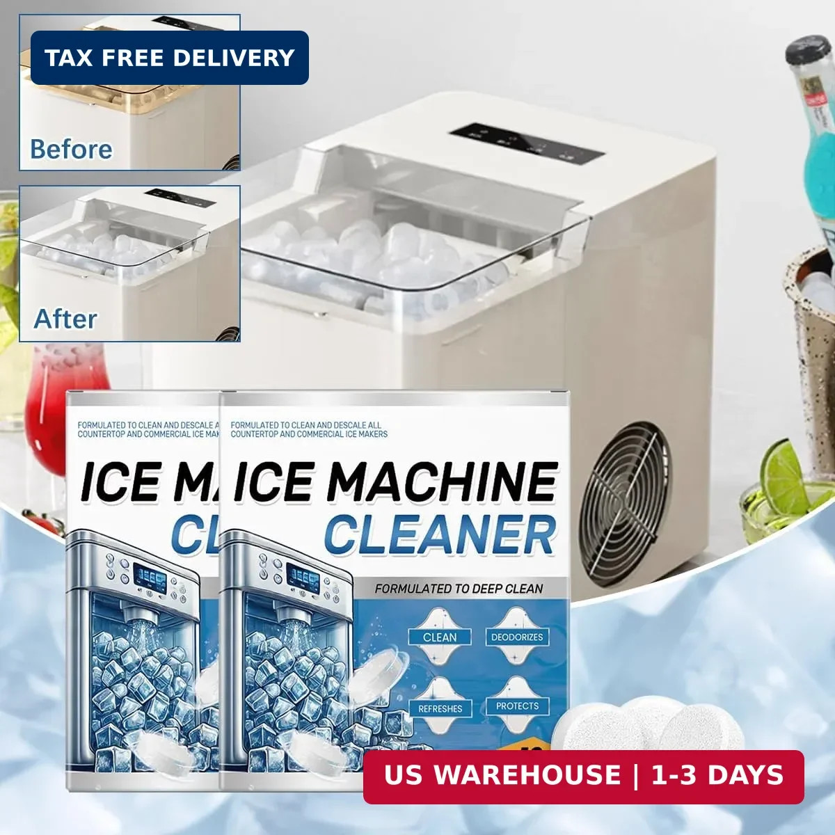 Ice Machine Cleaner Maker Descaler - 24 Ice Maker Cleaner Tablets, Compatible wi
