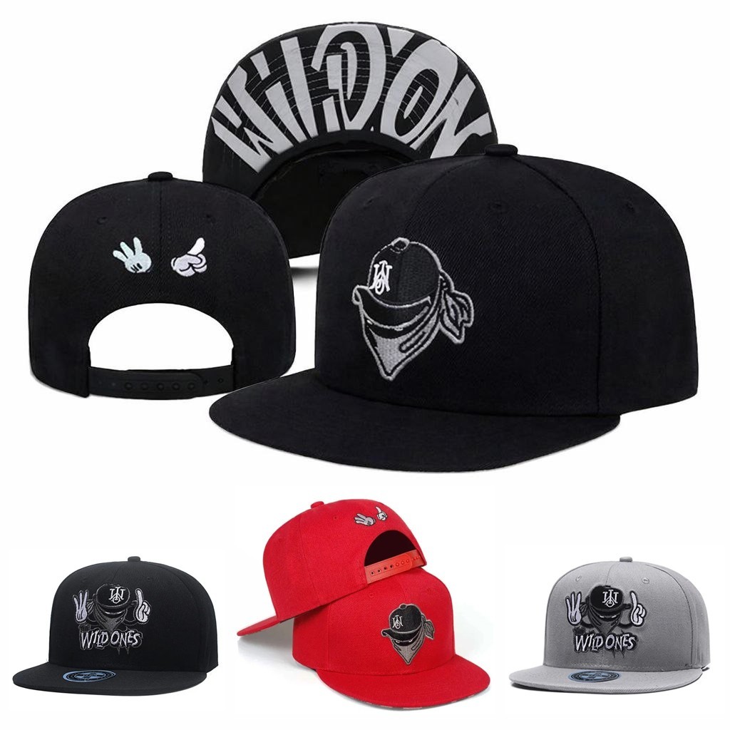 Wild Ones Streetwear Snapback Cap Embroidered Bandana Logo Flat Brim Hat