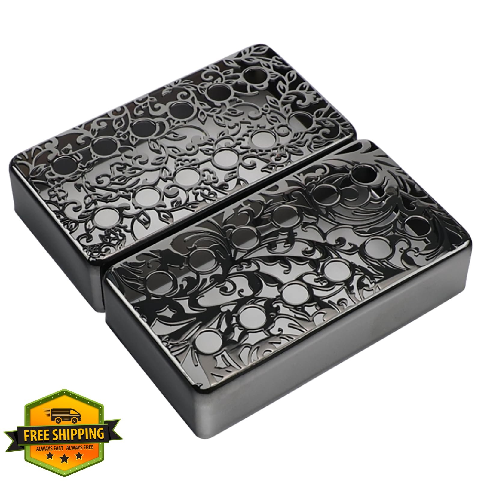 OVSAL 2 Brass Humbucker Pickup Covers Vacuum Black 50/52mm