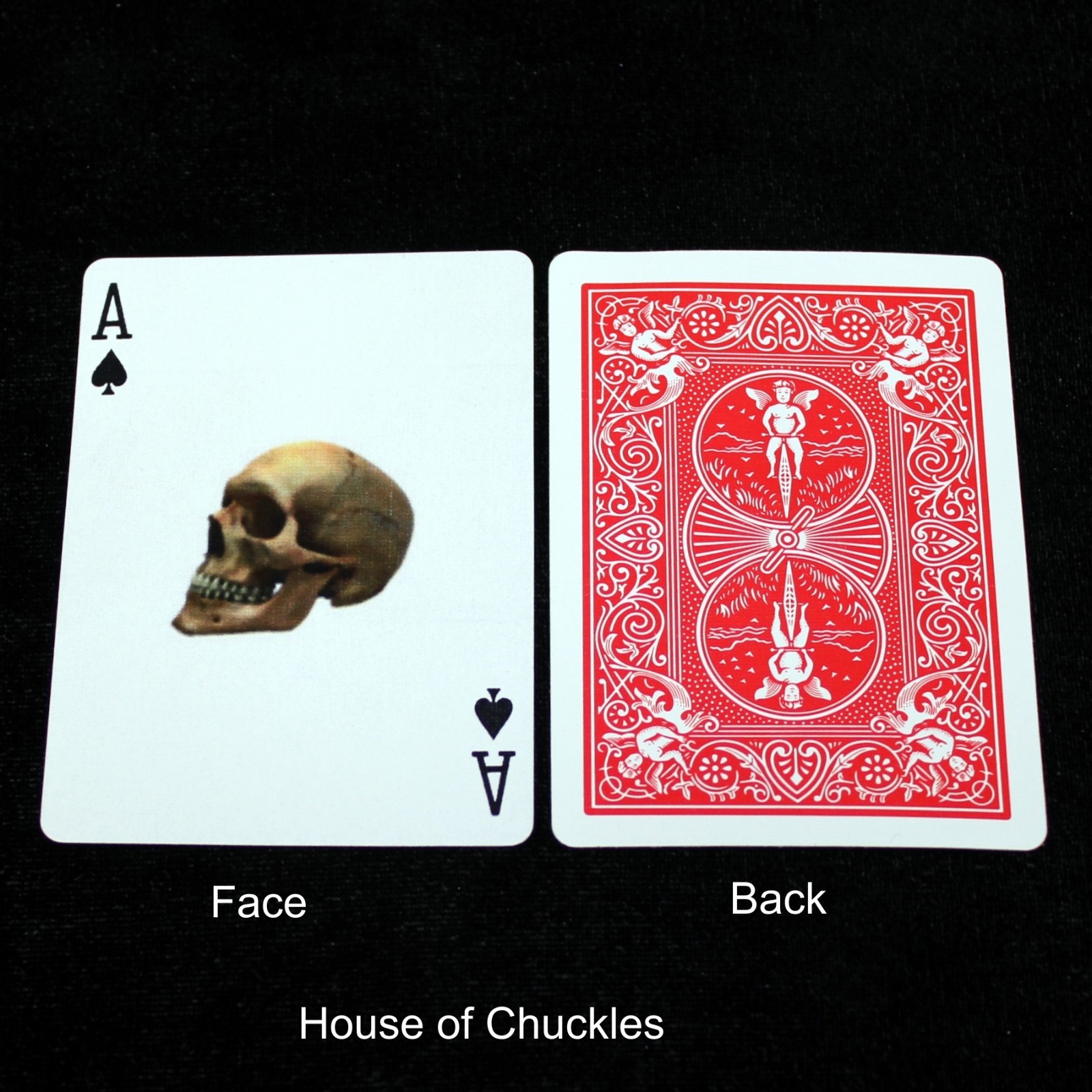 Ace of Spades - Skull, Bicycle Printed Gaff Card, Red
