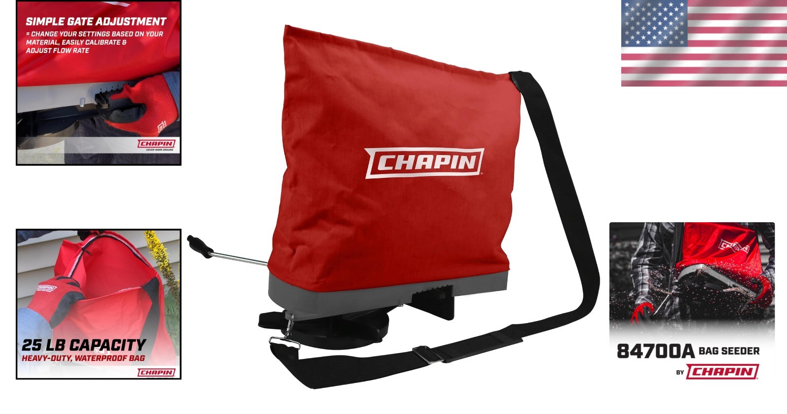 Chapin 25-Pound Handheld Seed Spreader - Waterproof Canvas with Adjustable Strap