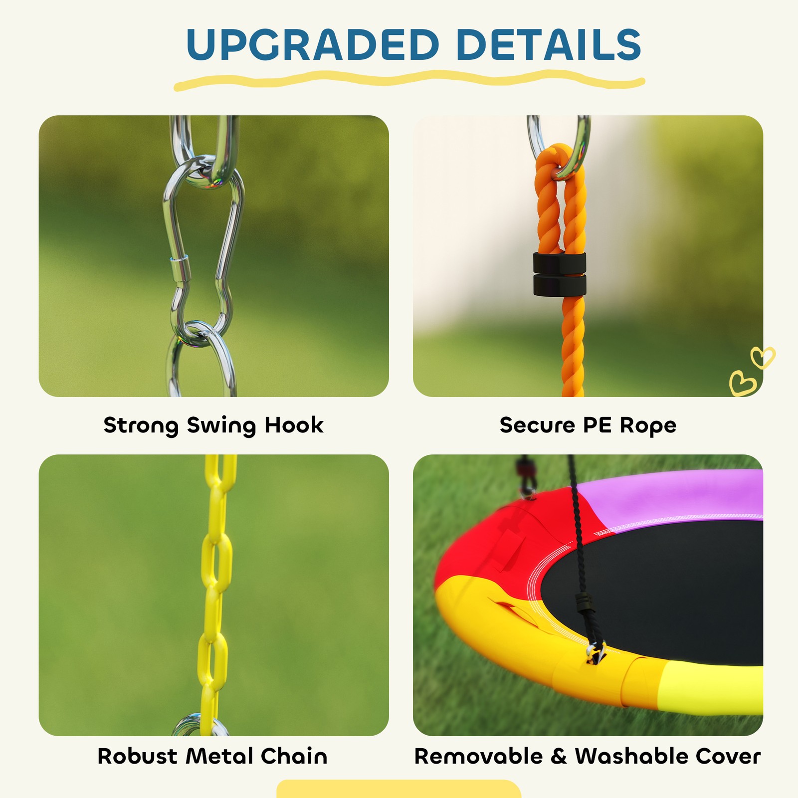 Qaba 5-in-1 Kids Swing Set for Backyard with Slide, 770lbs Capacity, Mixed