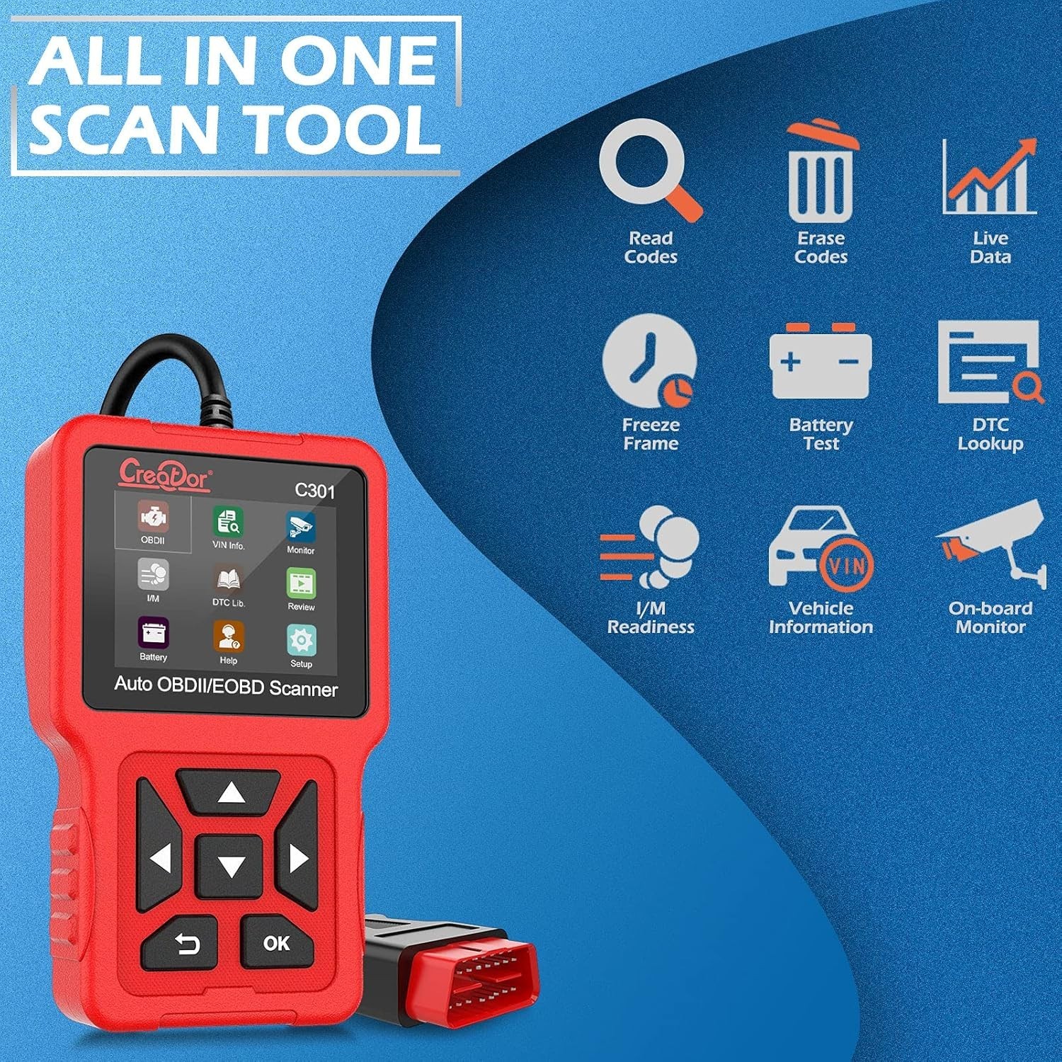 OBDII Code Reader Scanner Vehicle Diagnostic Tool Check Engine Battery