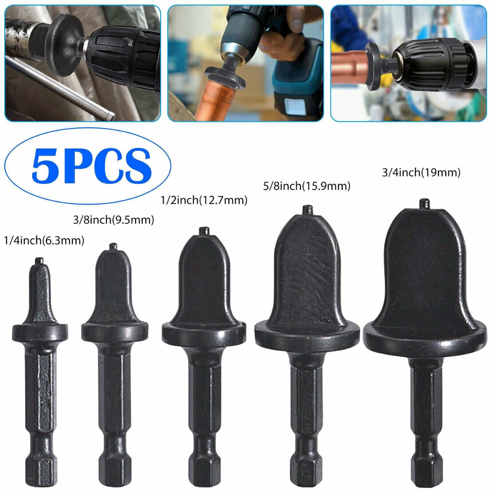 5x Tube Expander Swaging Air Conditioner Copper Pipe Drill Bit Flaring Tool Set