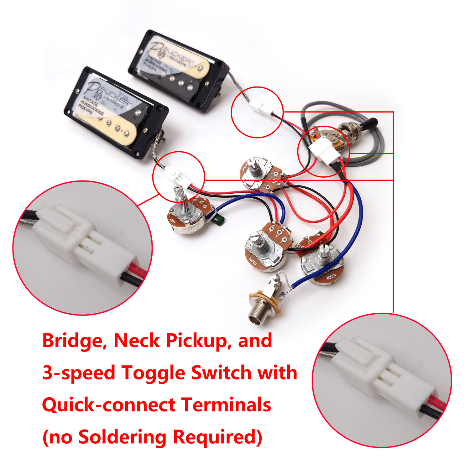 Pro Bucker Guitar Alnico 2 Pickups 2C Quick-connect Terminals for Gibson Guitar