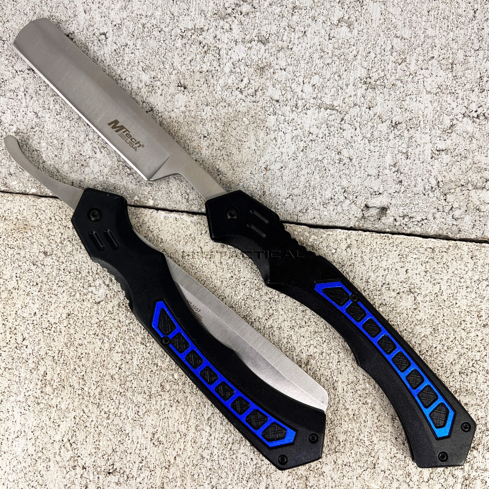MTech USA Cut-Throat Shaving Barber Razor Black and Blue MT-1007BL 3.75"
