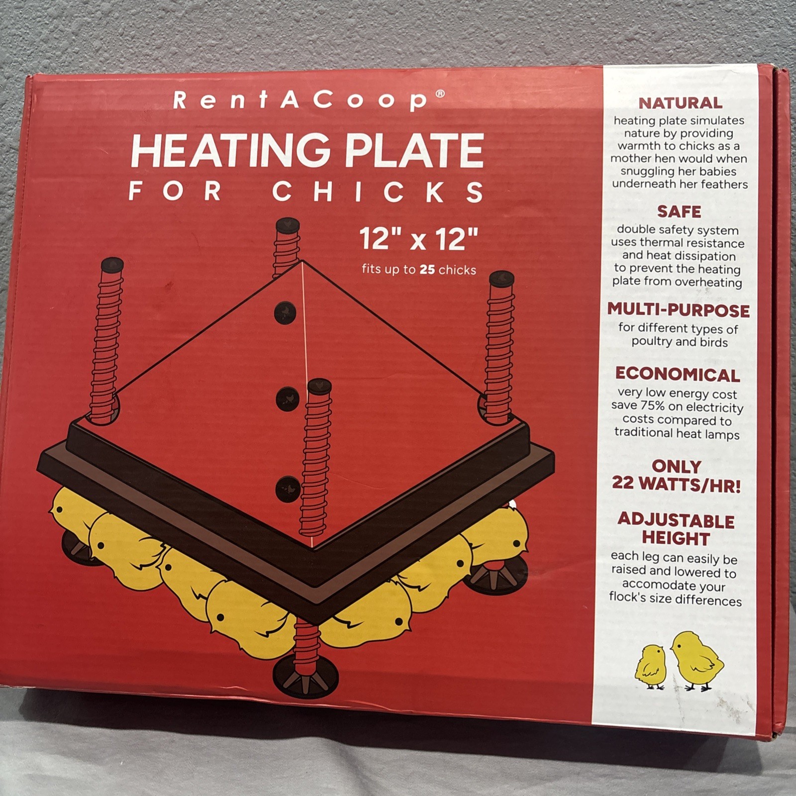 (12" x 12") Chick Brooder Heating Plate & Anti-Roost Cone Set - Warms Up to