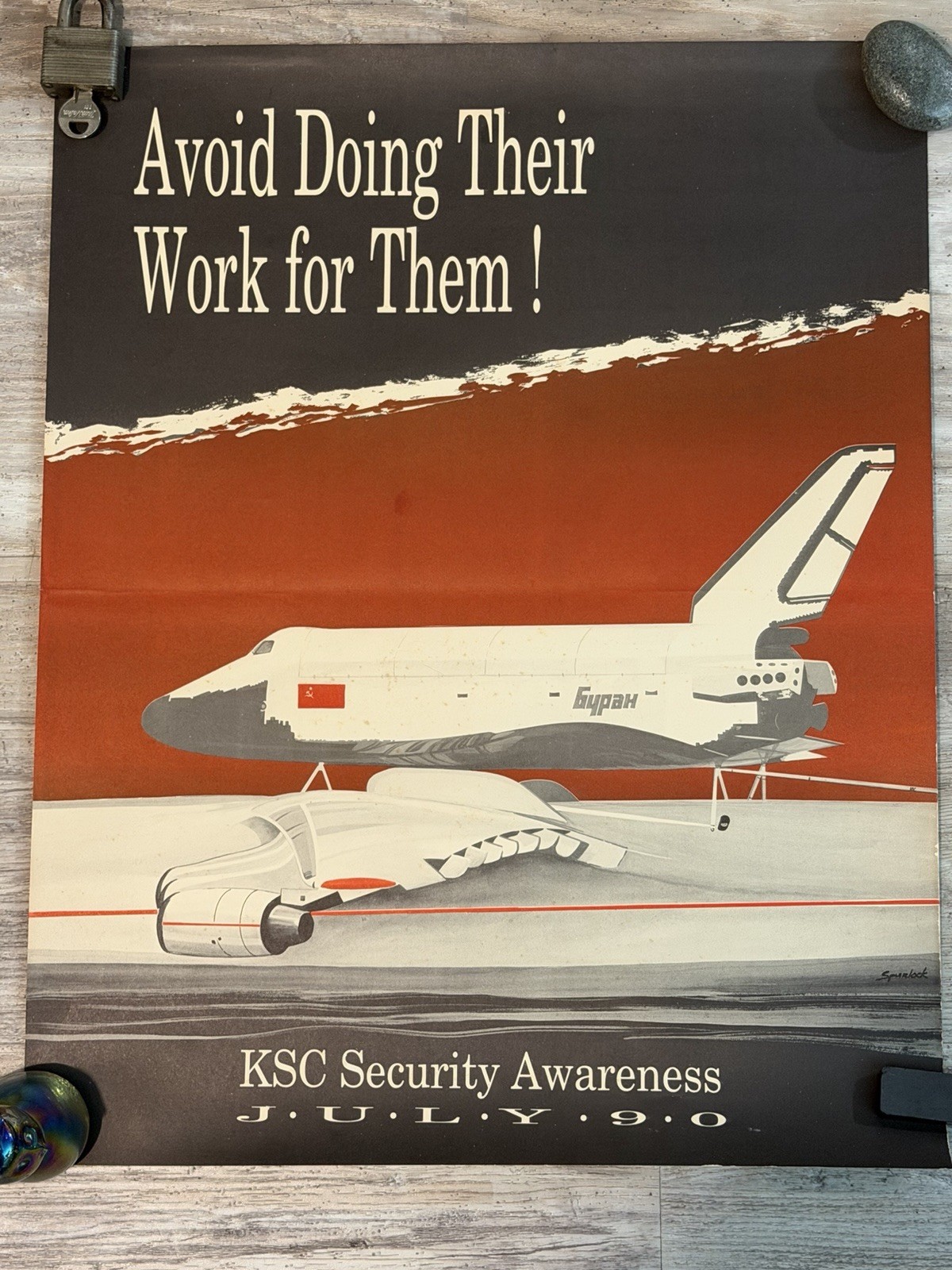 Rare NASA KSC Vintage Security Awareness Facility Office Poster July 1990 HTF