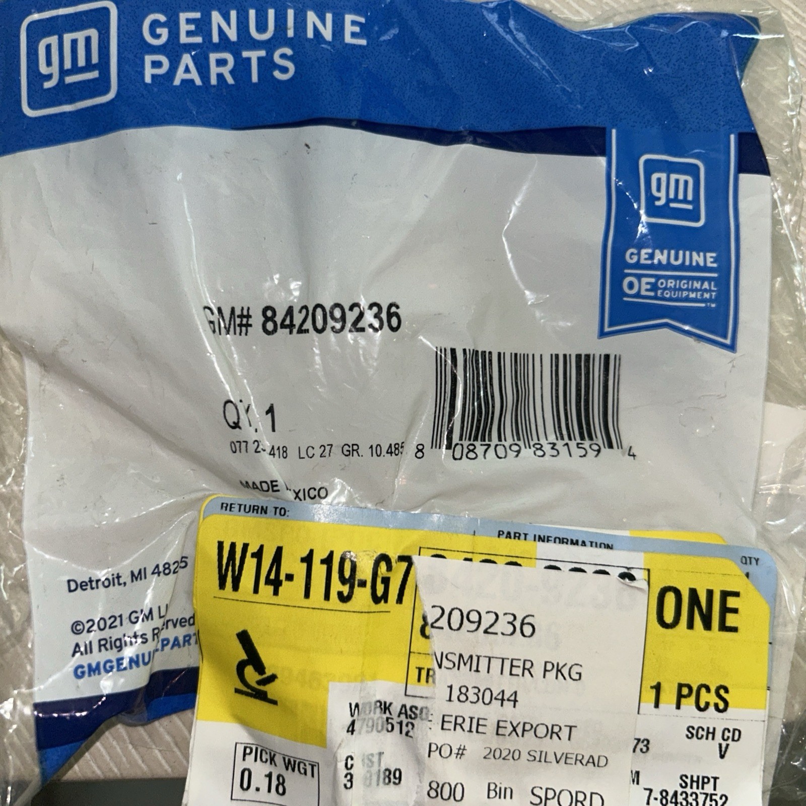 Genuine GM Keyless Entry Remote Key Fob 84209236 New OEM Sealed Bag