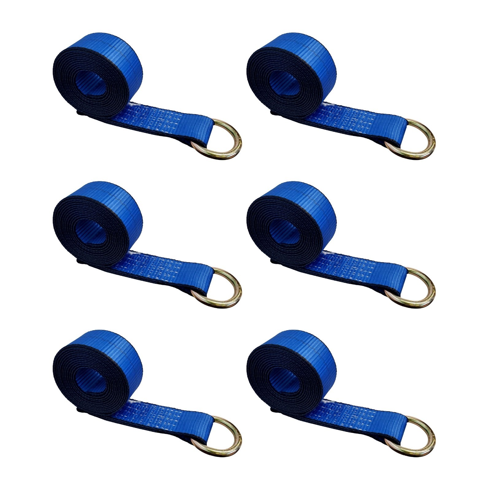 6 Pack 2" x 10' Lasso Strap w/ O Ring Auto Tie Down for Tow Truck Wheel Lift