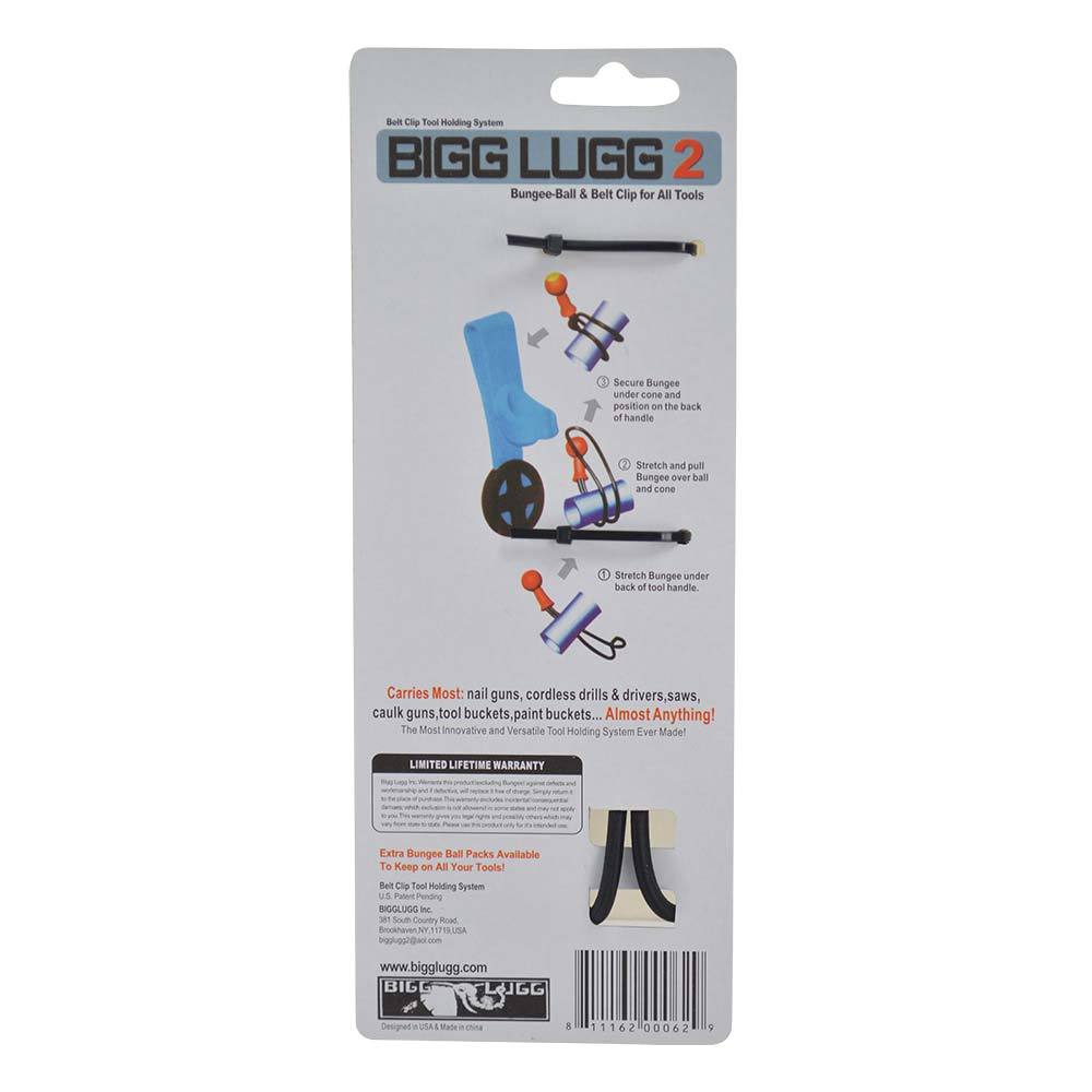 Original Bigg Lugg 2 Rubber Belt Hook Tool Holder System with 1 Bungee Strap