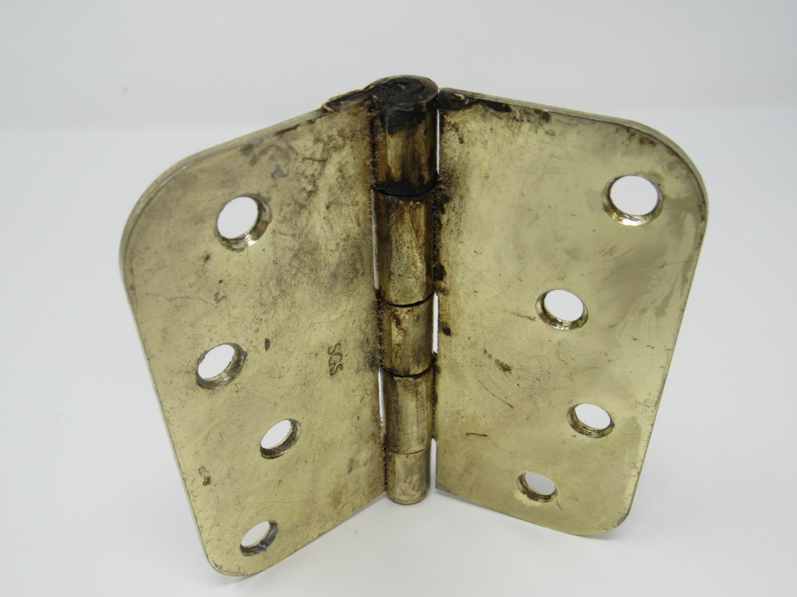 Standard Door Hinge 4-in Polished Brass 4 Holes Rounded Corners