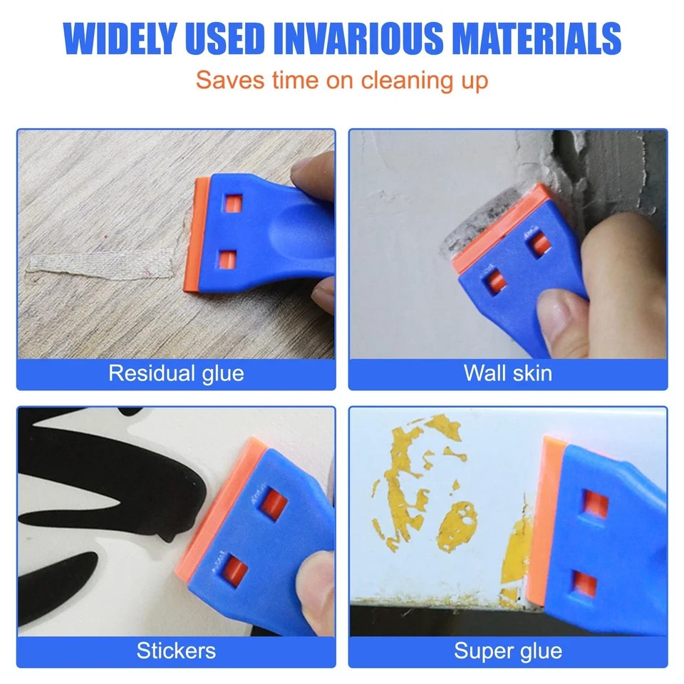 4 Pcs Plastic Razor Blade Scraper and 120 Pcs Blades, Remove Label Decal Tool...