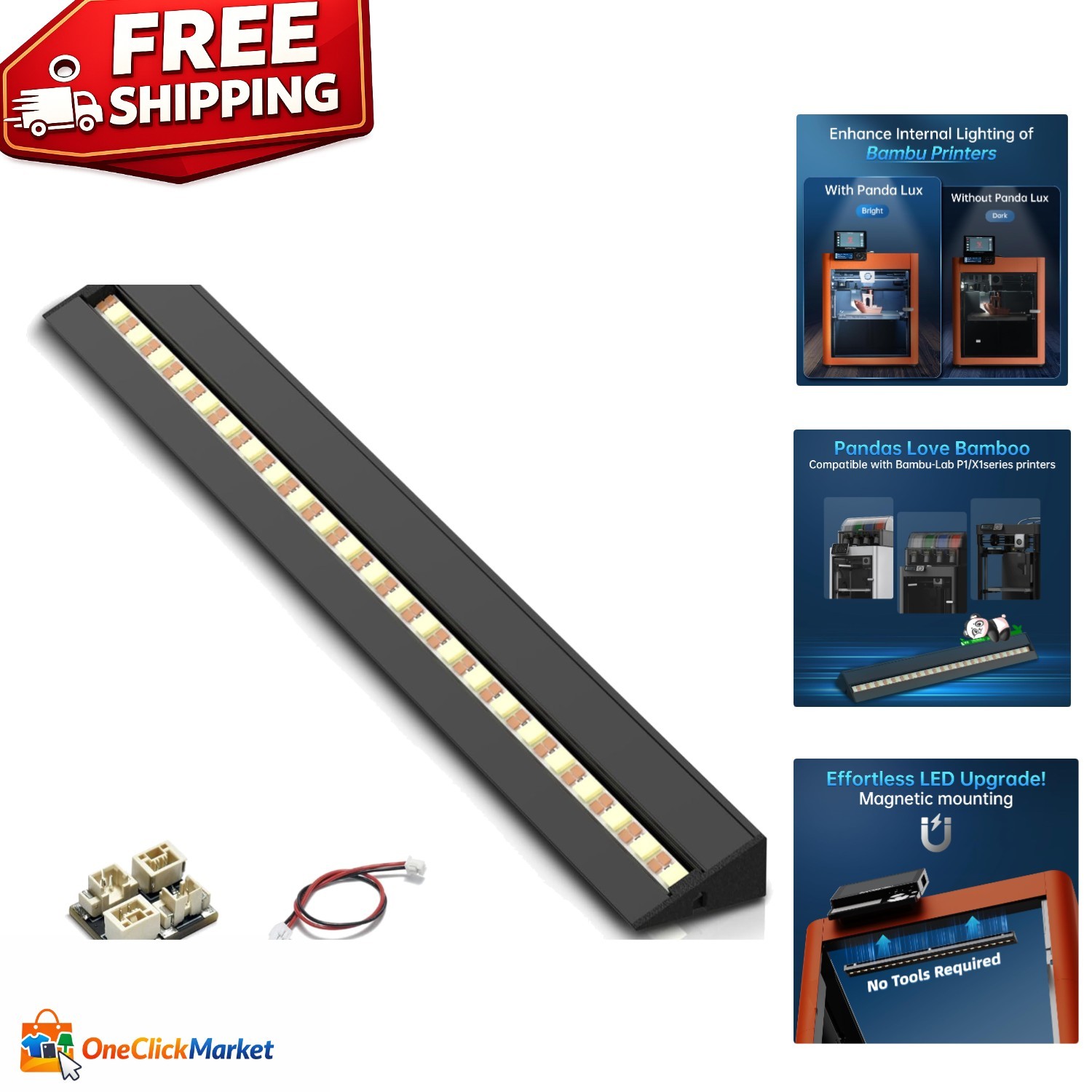 Cool White LED Light Strip for 3D Printers - Easy Install and 6000K Illumination