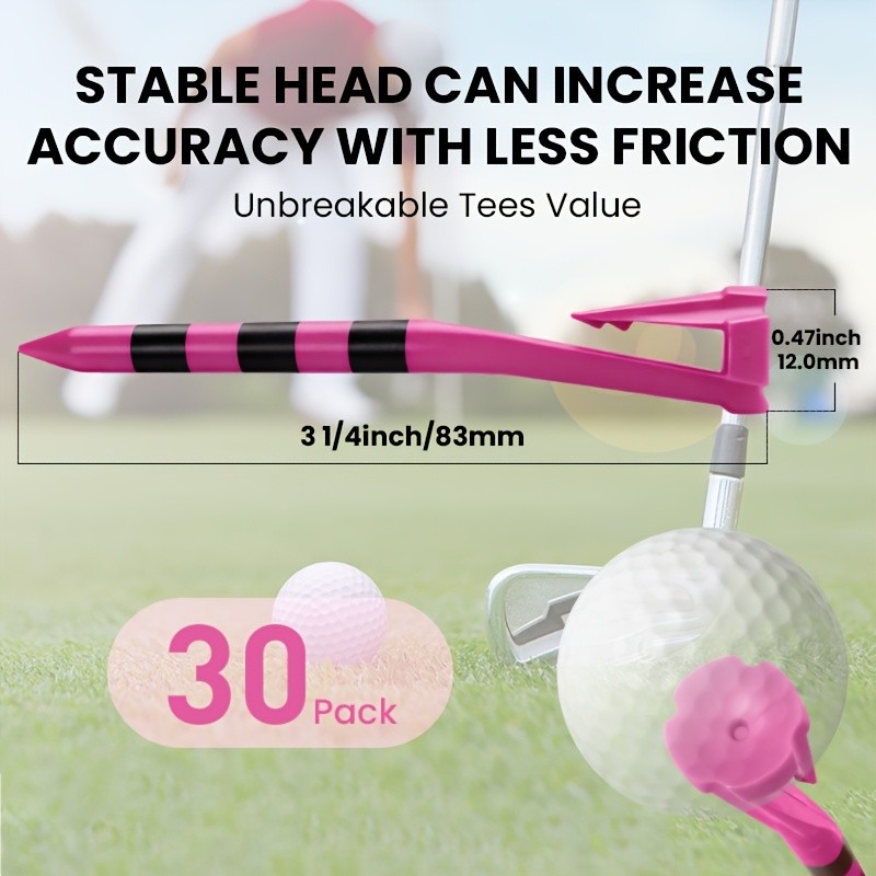 Plastic Golf Tees 30 Pack Printed Ring Tees with Bright High Visibility 83mm