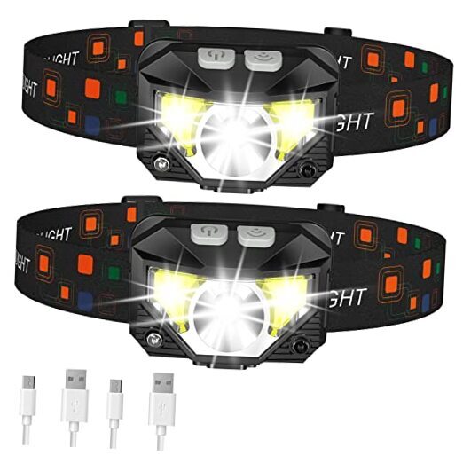 LHKNL Headlamp Flashlight, 1200 Lumen Ultra-Light Bright LED 2 Packs Black