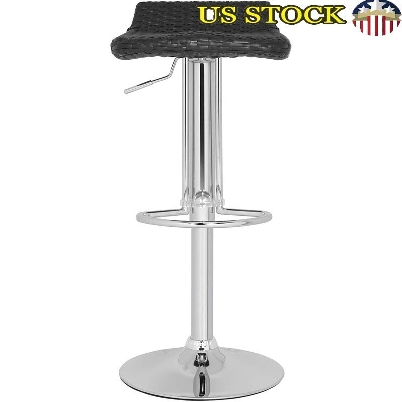Adjustable Chrome Barstool Black Wicker Stool Modern Furniture Living Room Study