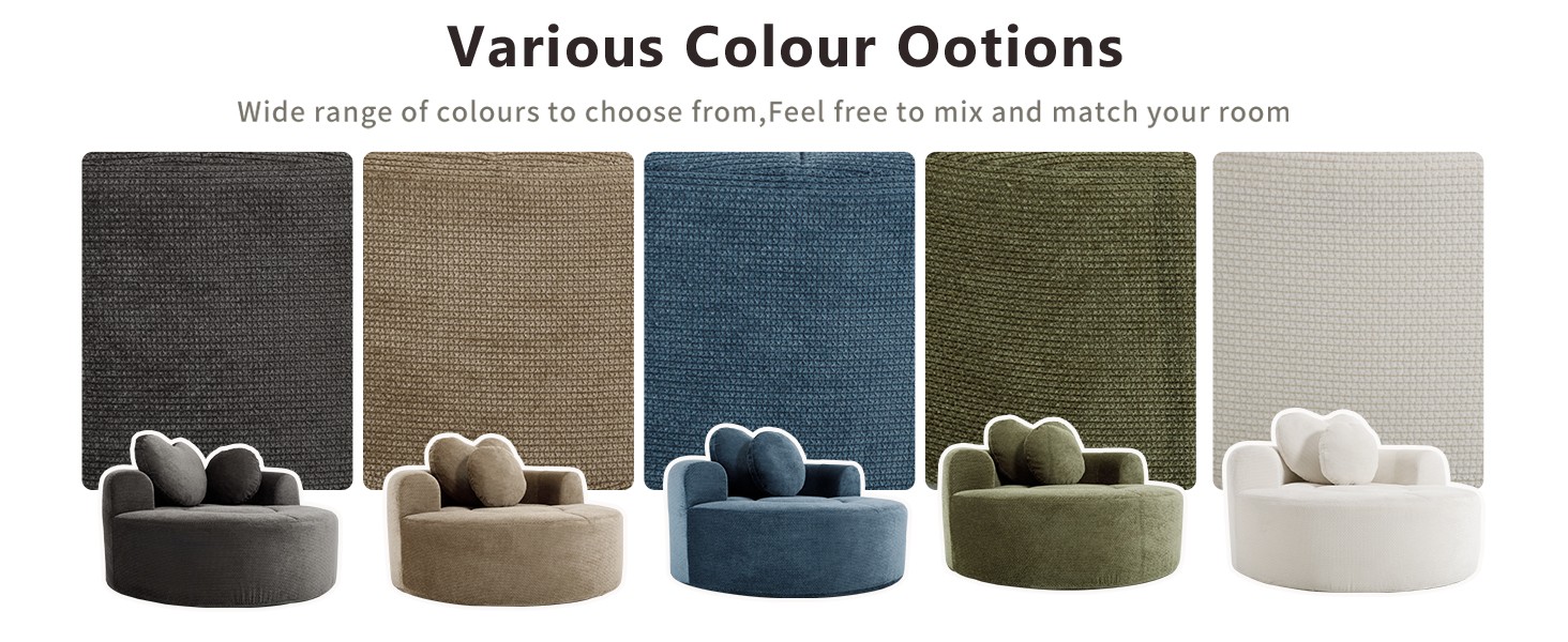 Round Sofa Bed with Memory Foam Sectional Couches for Living Room, Cloud Couch