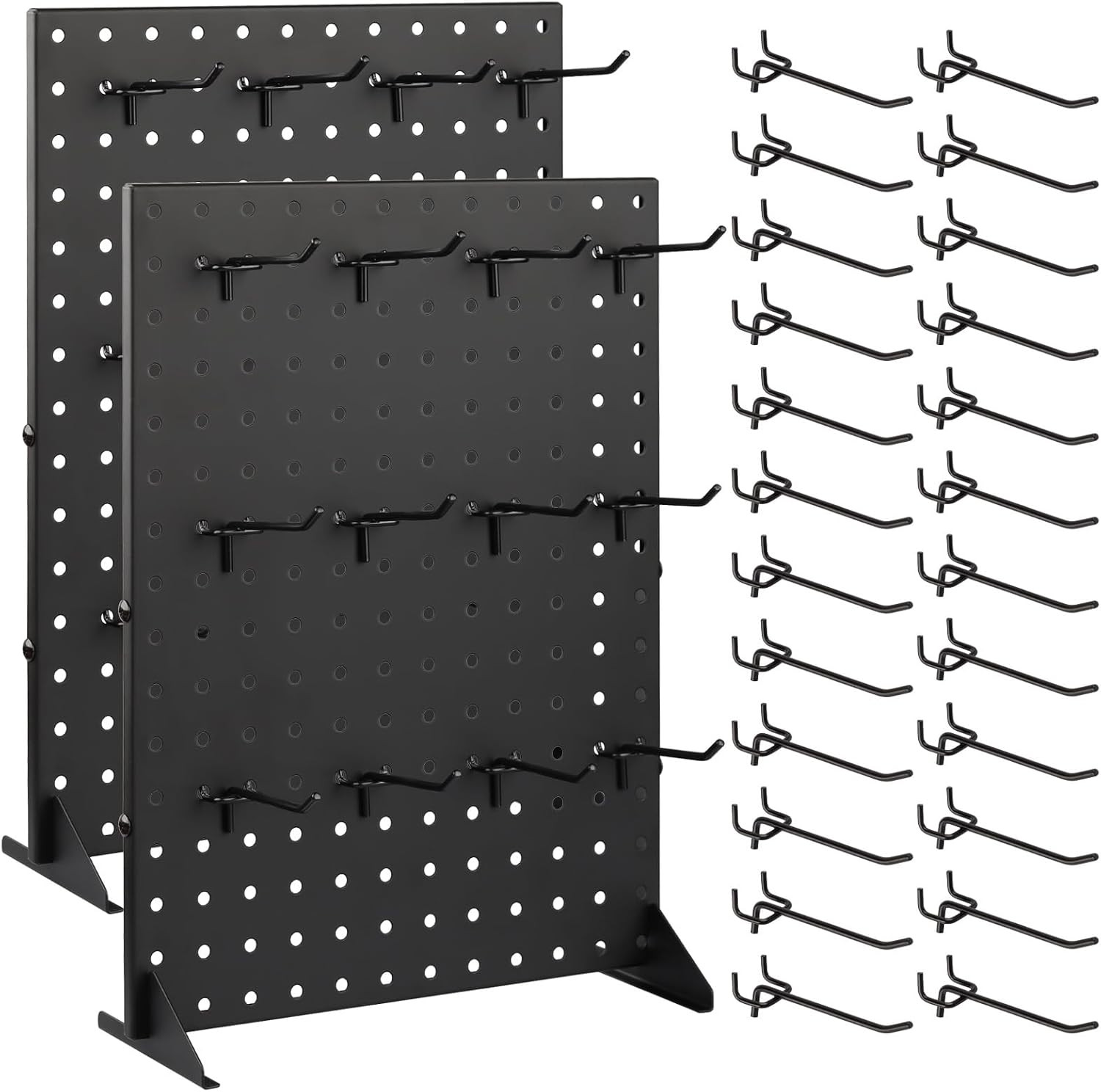 2Pcs 17"X13" Pegboard Display Racks with 24 Peg Hooks for Craft Show | Metal Mer