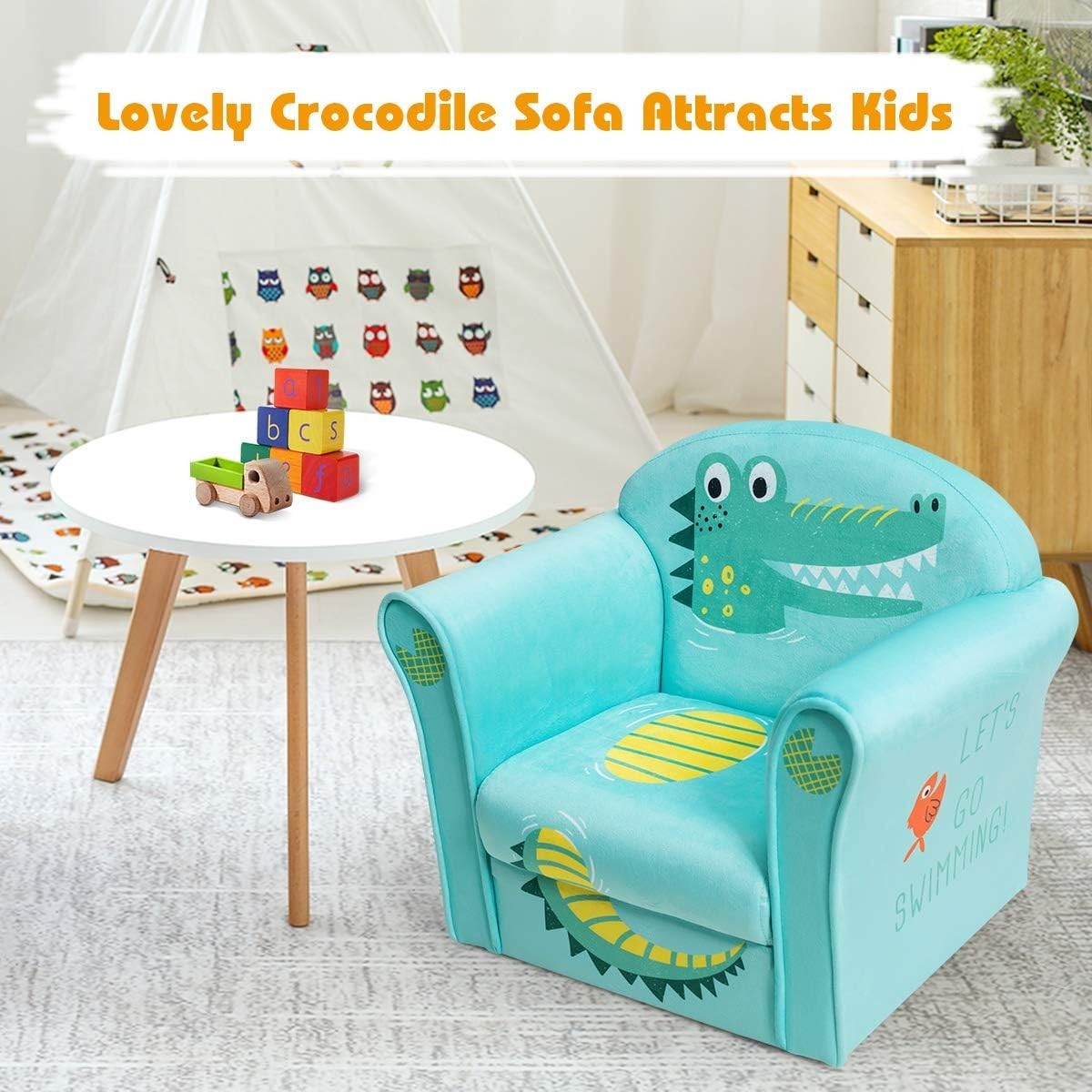 Kids Couch Children's Sofa Armrest Chair Toddler Furniture 15x20x17 Crocodile