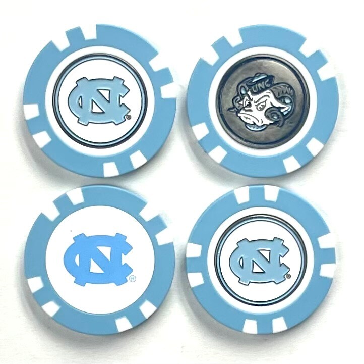 NCAA North Carolina Tar Heels Poker Chips w/ Removable Magnetic Ball Marker 4pk