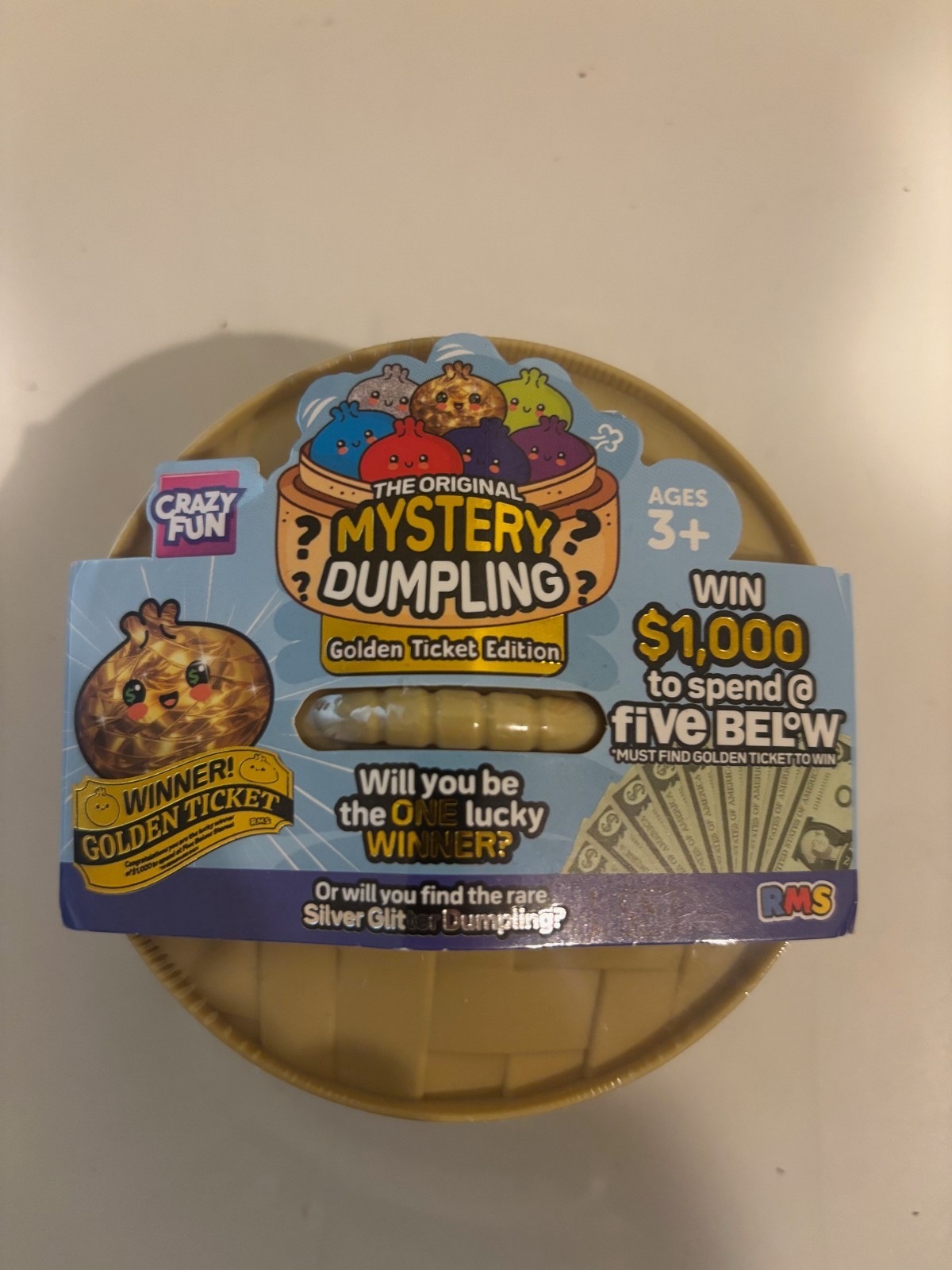 Five Below GOLDEN TICKET Dumpling Squishy RMS, NEW IN HAND FAST SHIP