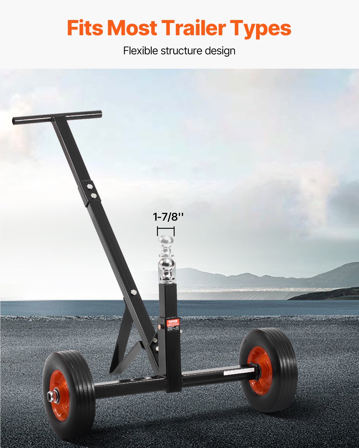 600lbs Trailer Dolly 16.5 and 22 in Height 1-7/8 in Ball Solid Tires
