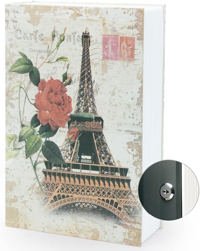 Book Safe Storage Box (9.5"×6"×2.2") with Security Key Lock - Hidden Safe