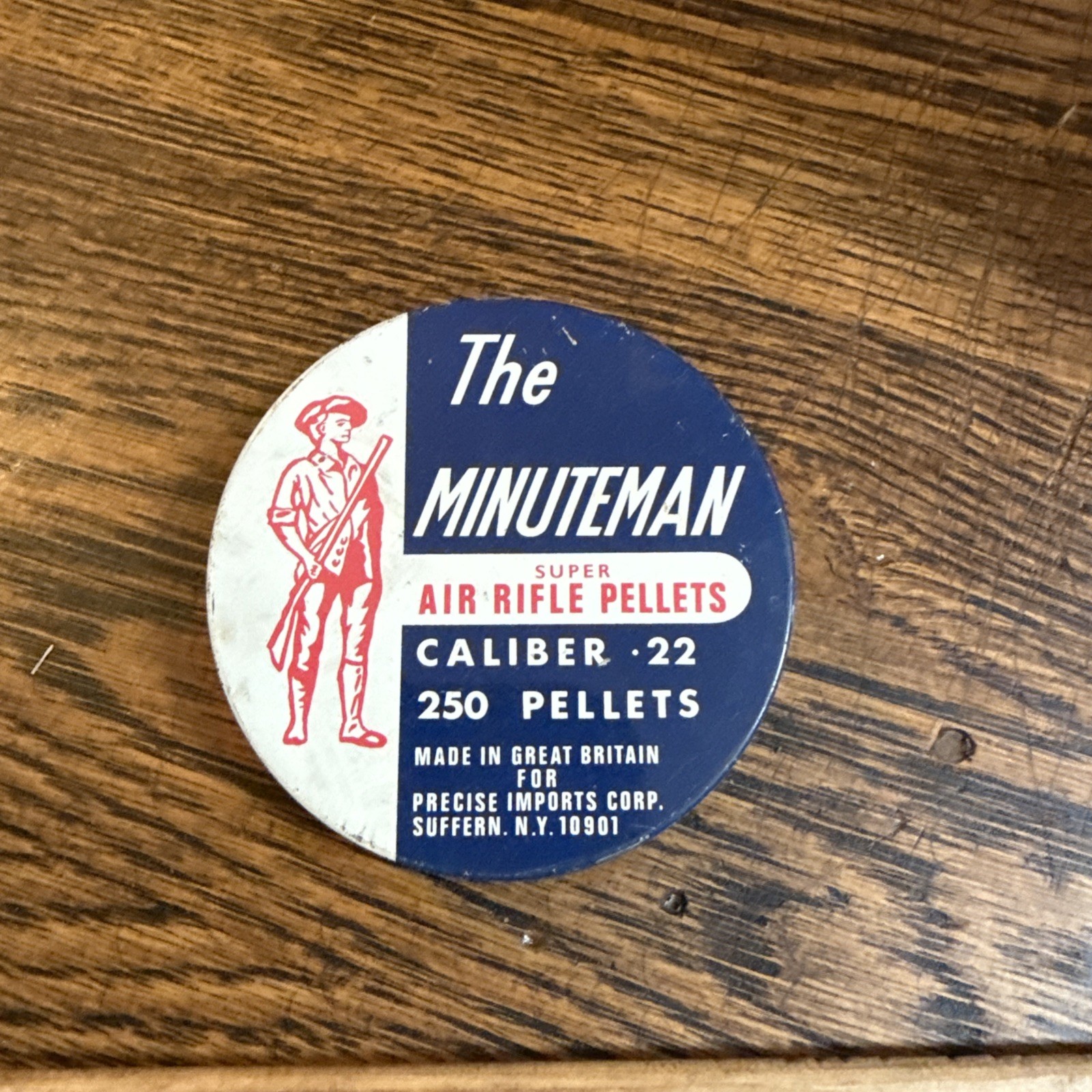 Vintage 22 caliber Air Rifle  pellets Almost full tin Minuteman Great Britain