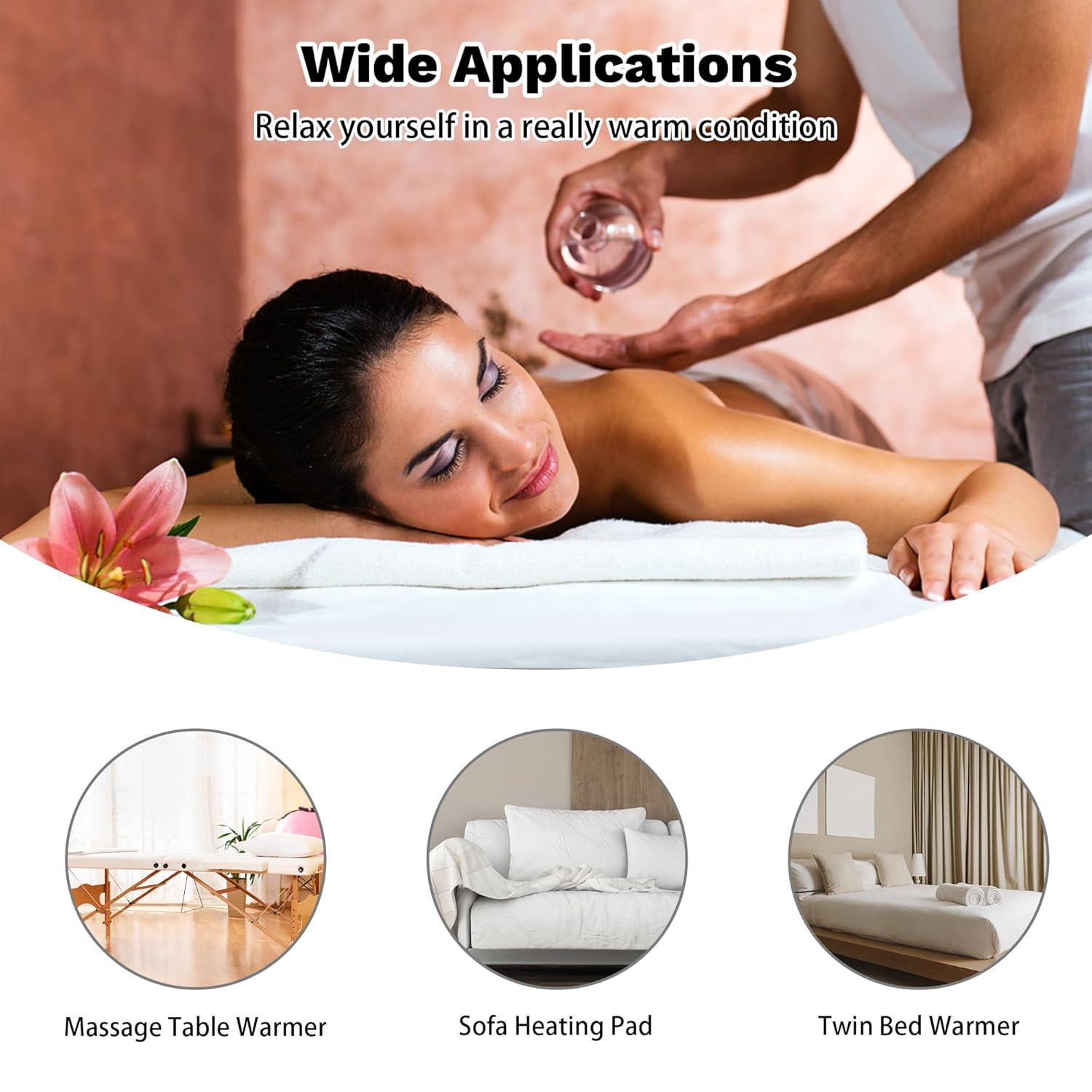 Massage Table Warmer Heating Pad Professional SPA Massage Bed Warmer with 8 Time