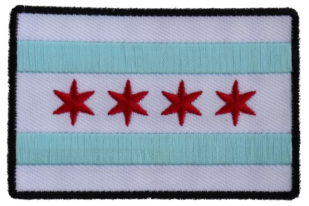 CHICAGO CITY FLAG COOK COUNTY WINDY CITY EMBROIDERED IRON ON PATCH