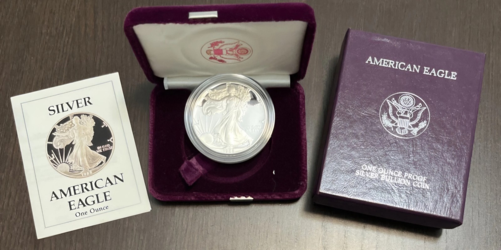 1988 S $1 PROOF SILVER EAGLE DOLLAR WITH BOX & COA