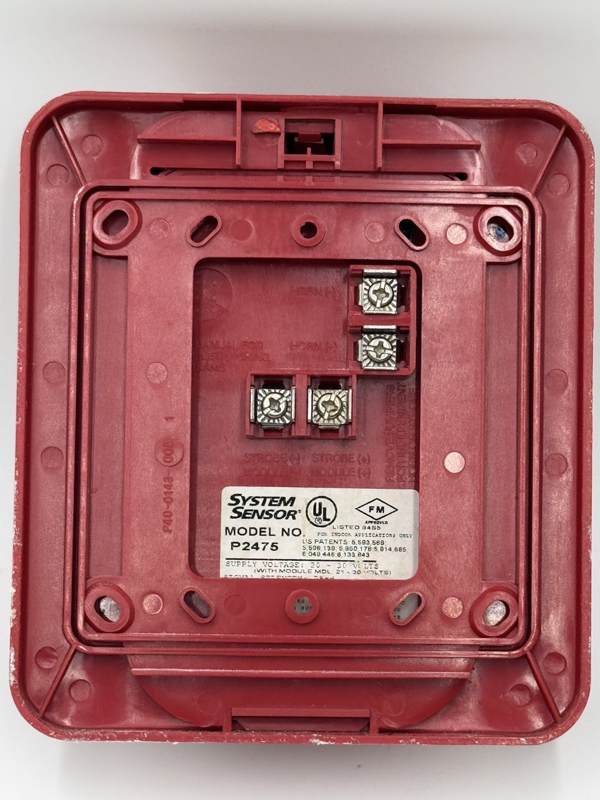 System Sensor P2475, Wall Mount Horn Strobe W/ Backplate (FCI Backplate)