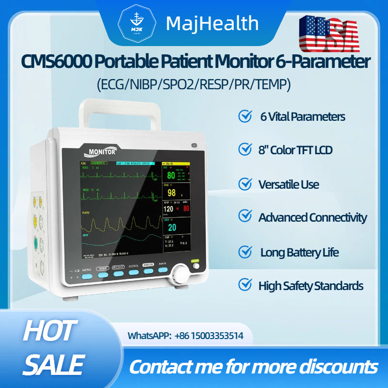 New CMS6000 Portable Patient Monitor 6-Parameter - USA Stock Fast Shipping