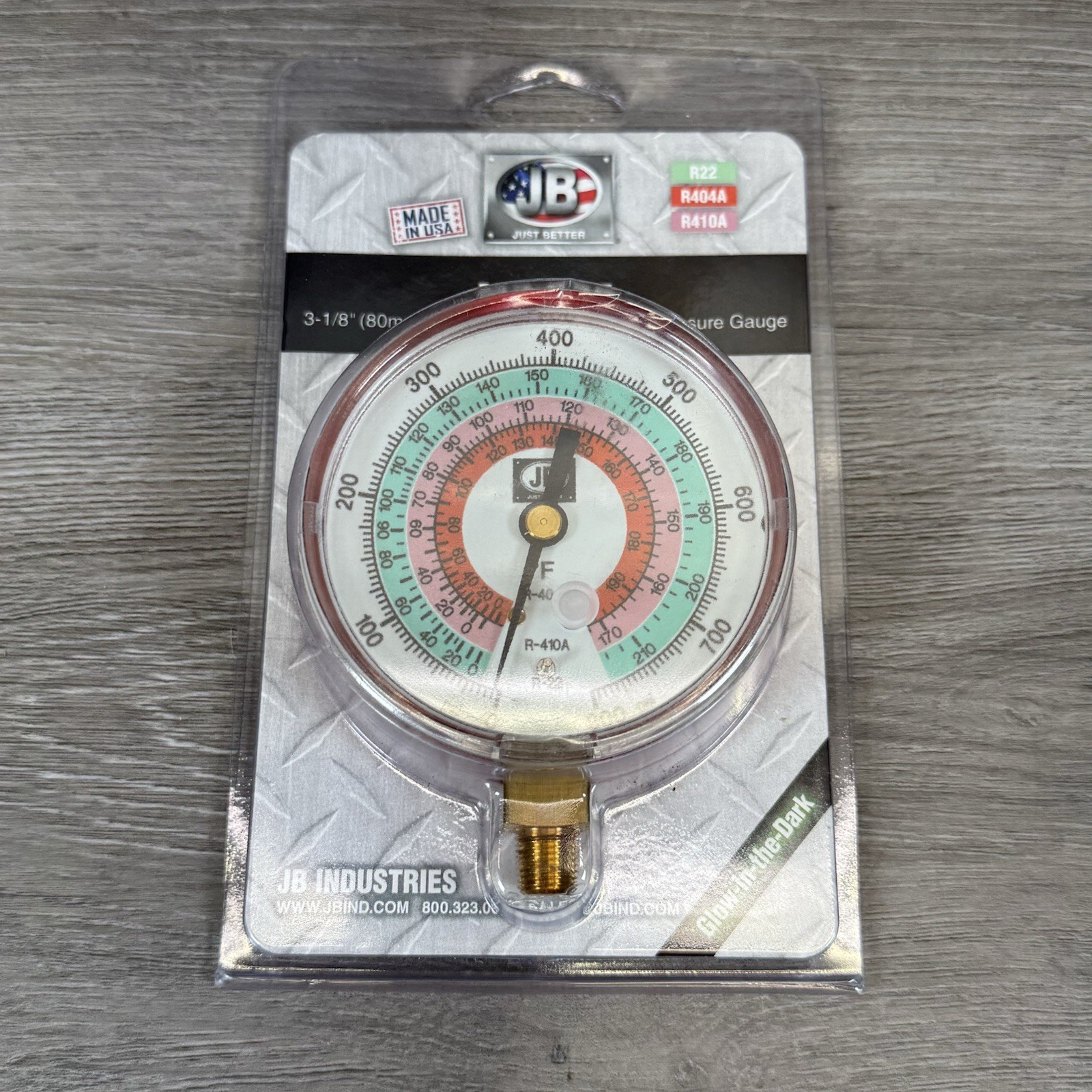 Jb Industries M2-825 Gauge, 3-1/8 In Dia, High Side, Red, 800 Psi