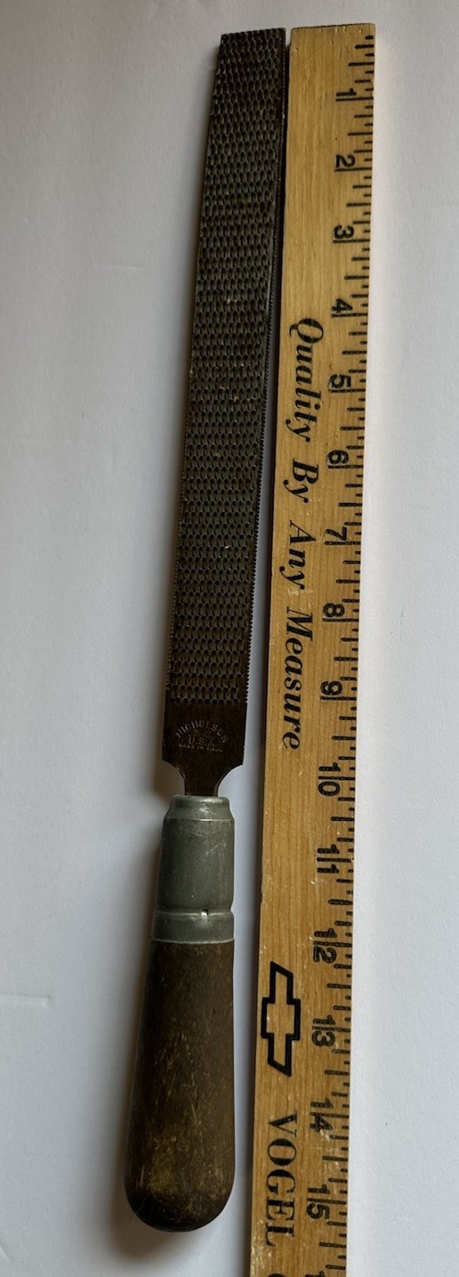 Vintage Nicholson HANDY FILE 15 1/4 Inches Long Made in USA w/ Wooden Handle