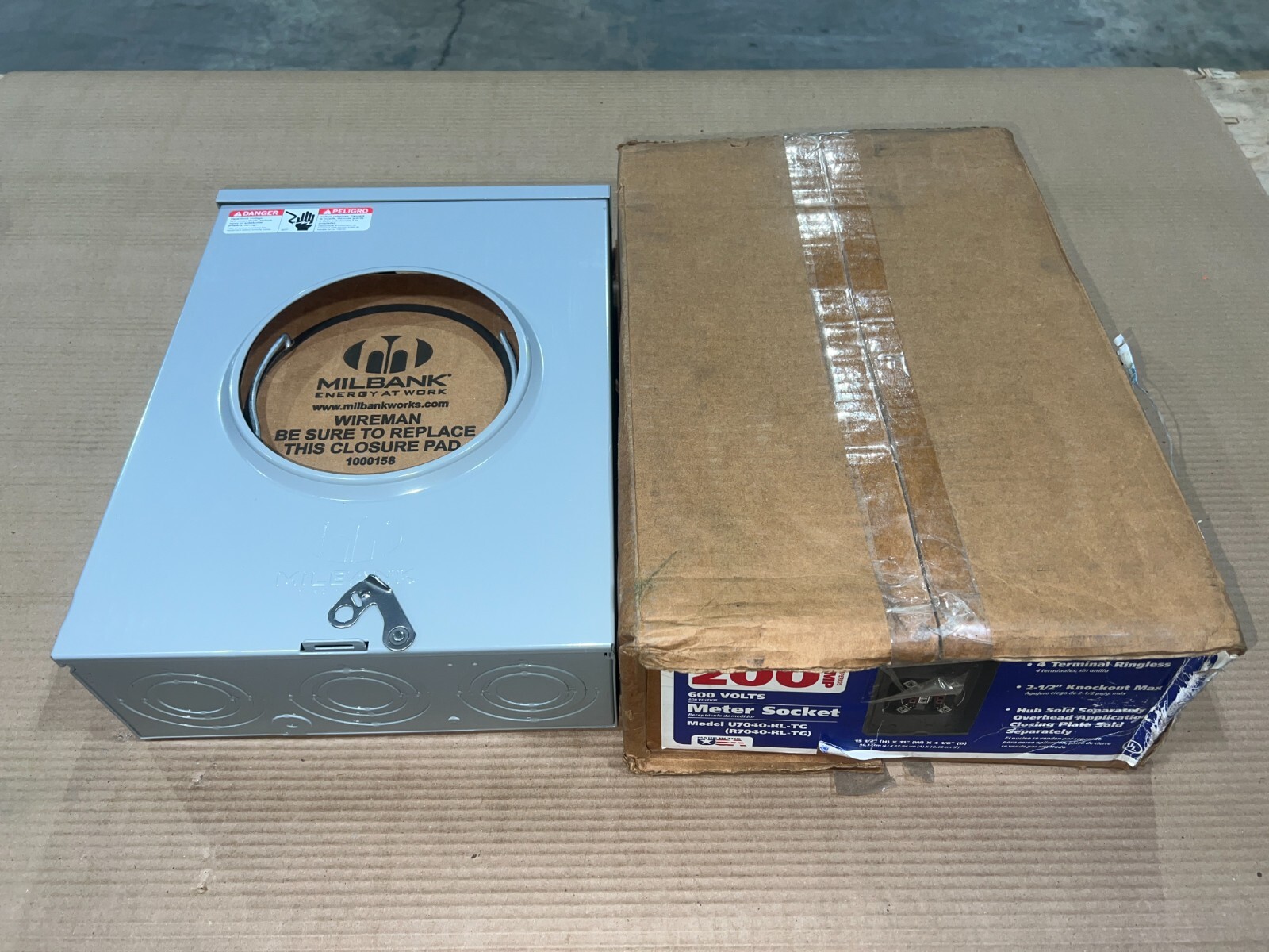 New Milbank 200 Amp Meter 4t Jaw Ringless Can Socket 1Ph 3 Wire