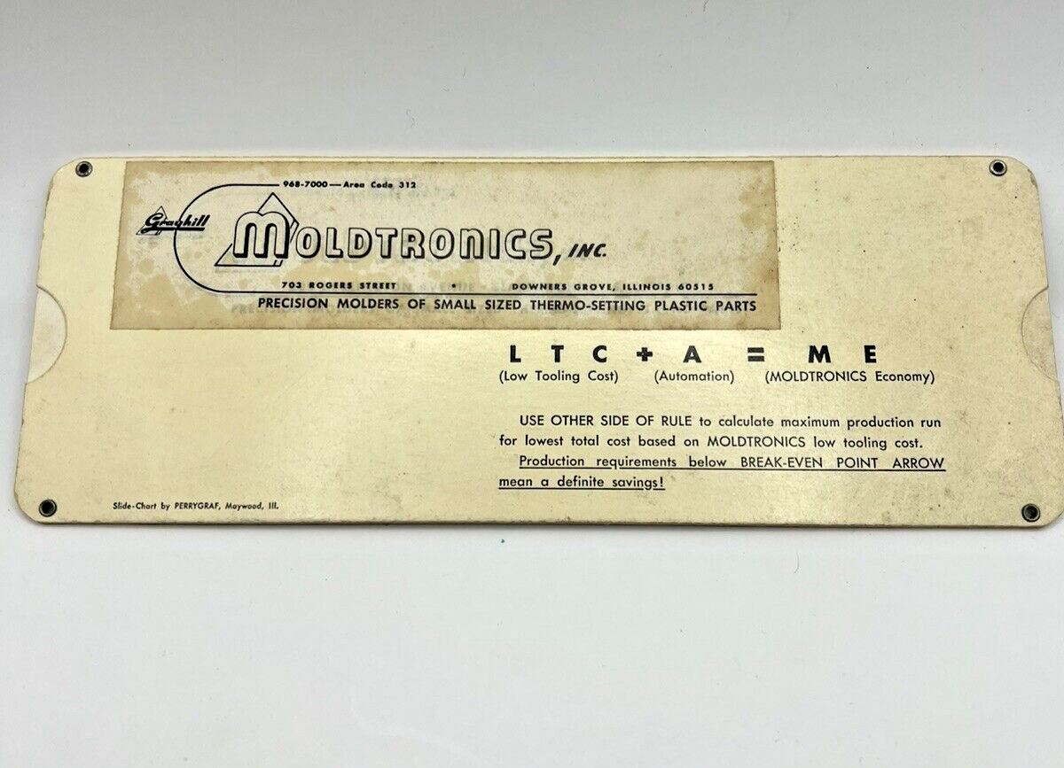 Vintage Tooling Break-Even Point Calculator Moldtronics Perrygraf IL