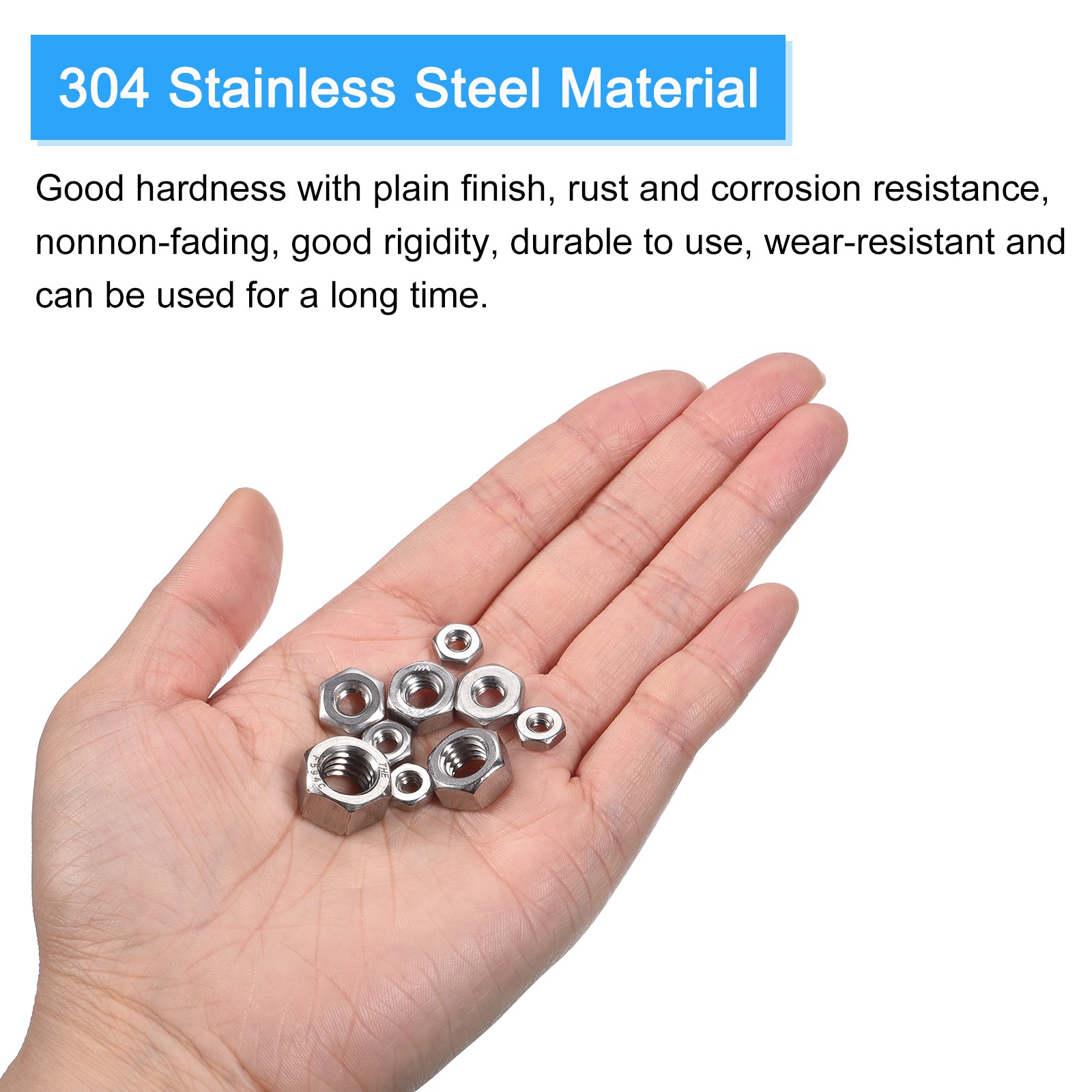 Hex Nuts Assortment Kit (3/8"-16 Hex Nuts with 3/8" Flat Washers) 45Pcs Kit