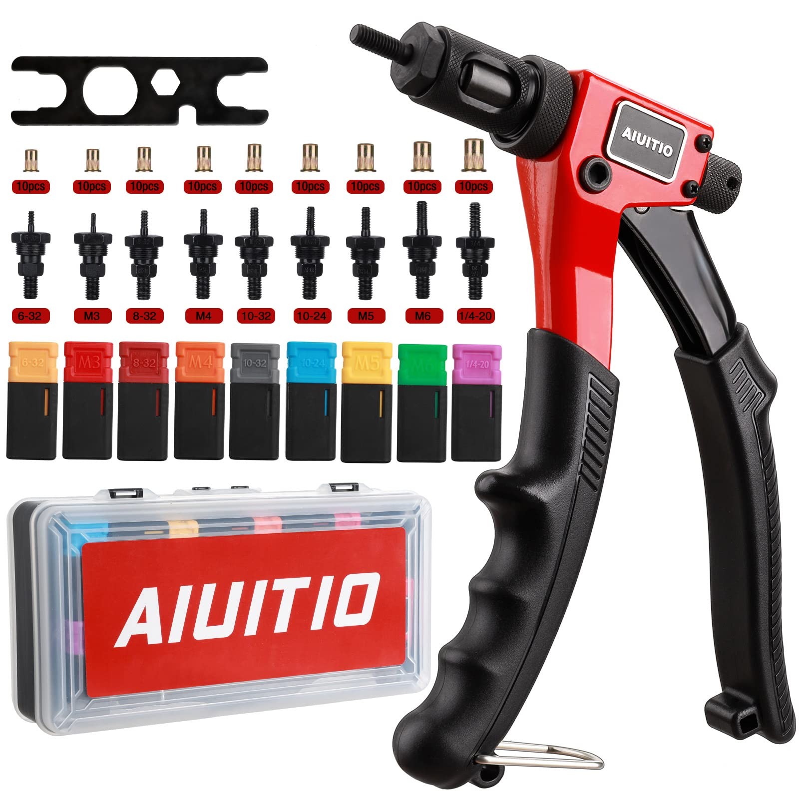 AIUITIO 8" Rivet Nut Tool, Rivnut Tool Kit with 9 8 inch rivet nut tool