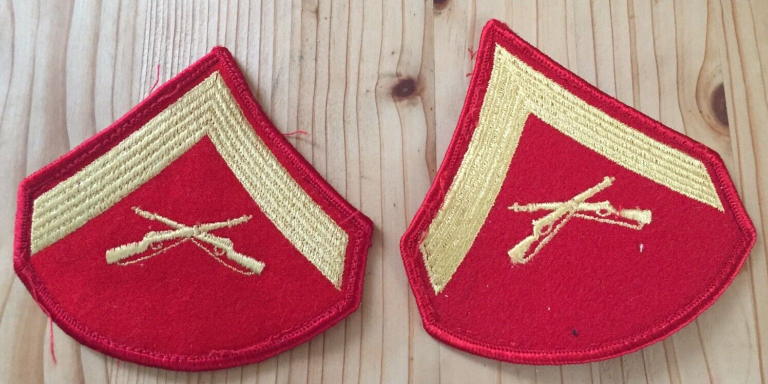 USMC Lance Corporal LCpl Marines E3 Chevrons PATCH set! gold/red for Dress Blues