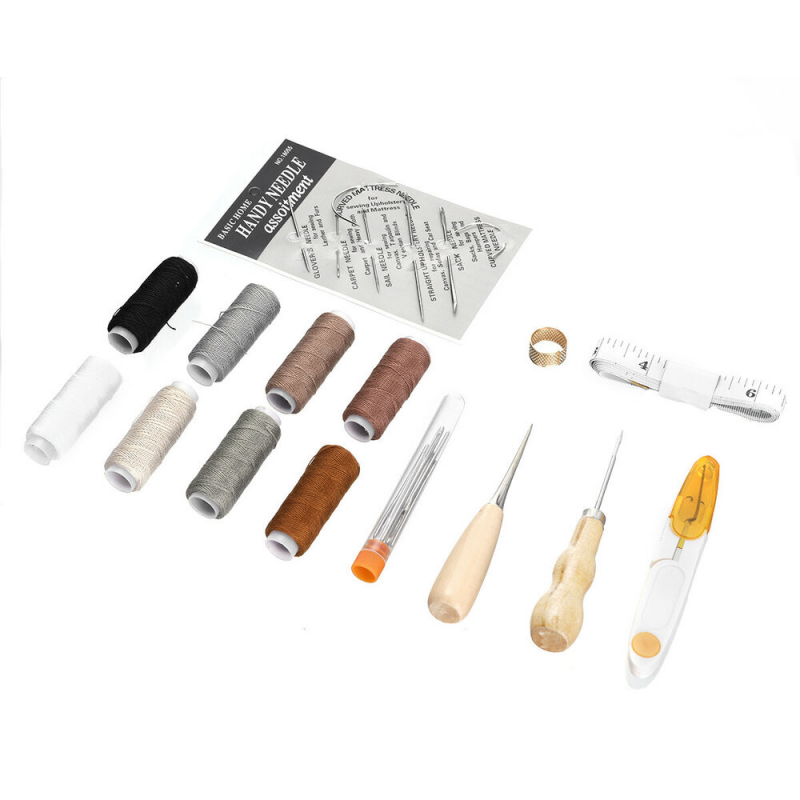Leather Waxed Thread Stitching Needles Awl Hand Tools Kit for DIY Sewing Craft